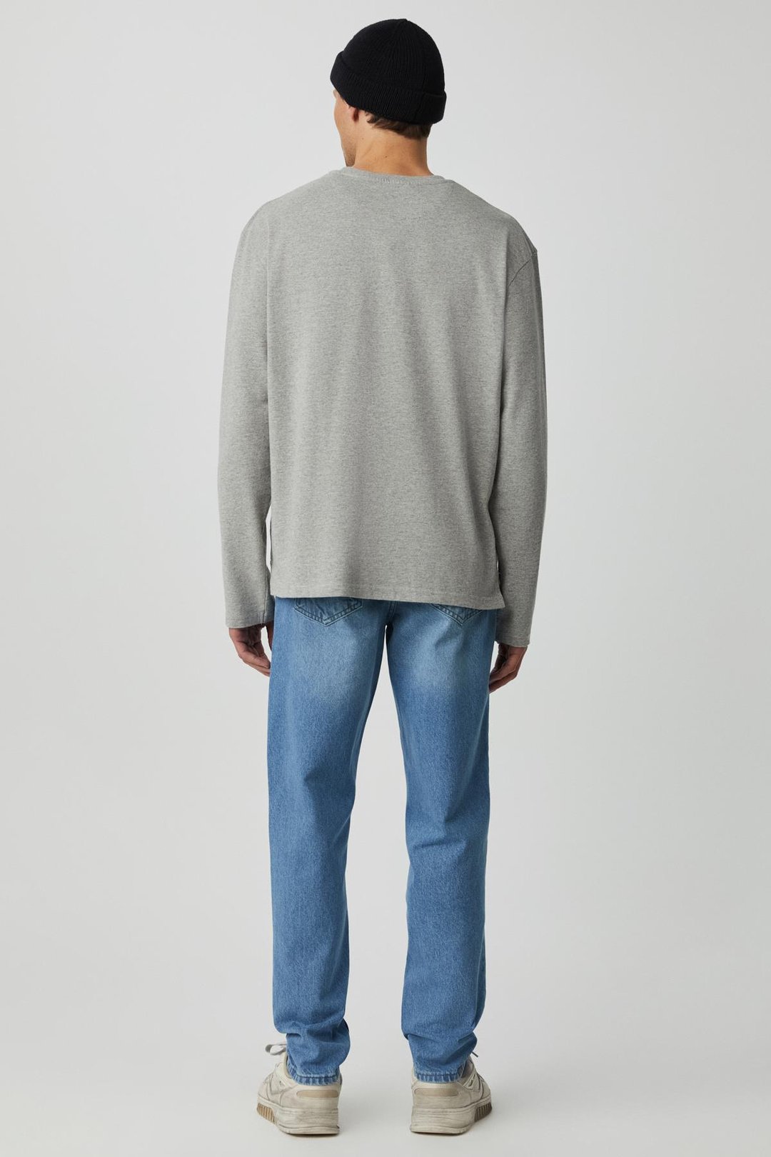 FORA Erkek Bisiklet Yaka Uzun Kol Relaxed Grimelanj T-Shirt