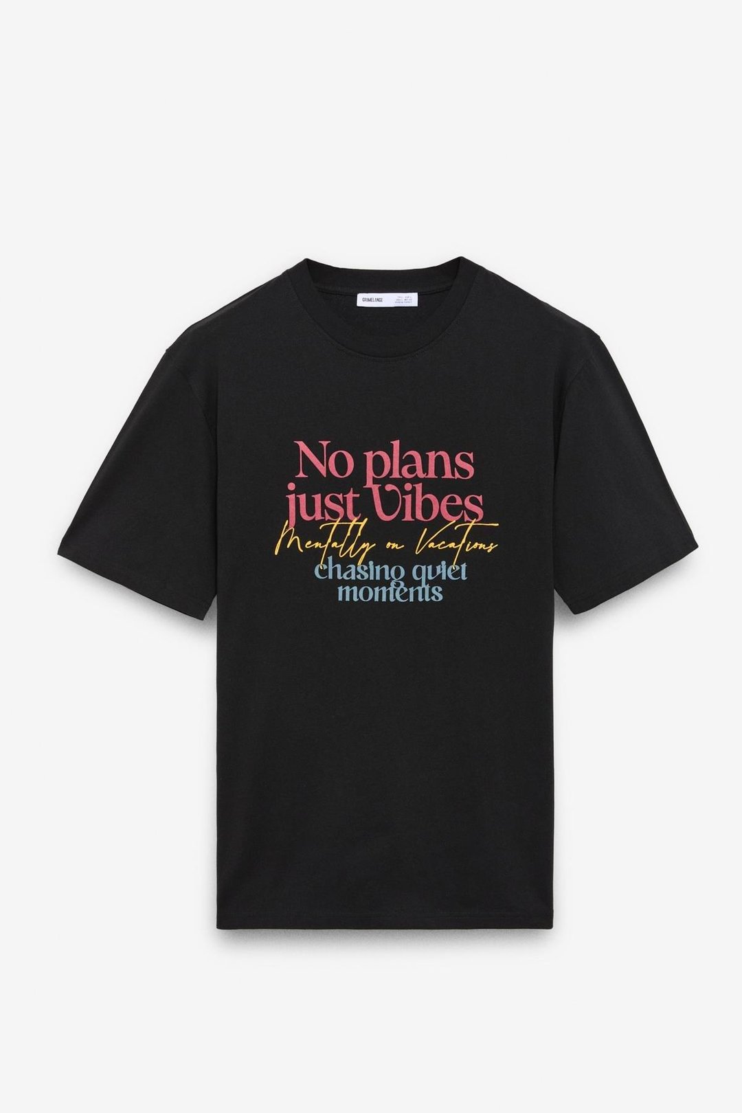 FRESH Erkek %100 Pamuk Oversize Fit Baskılı Kısa Kollu Yuvarlak Yakalı Siyah T-Shirt