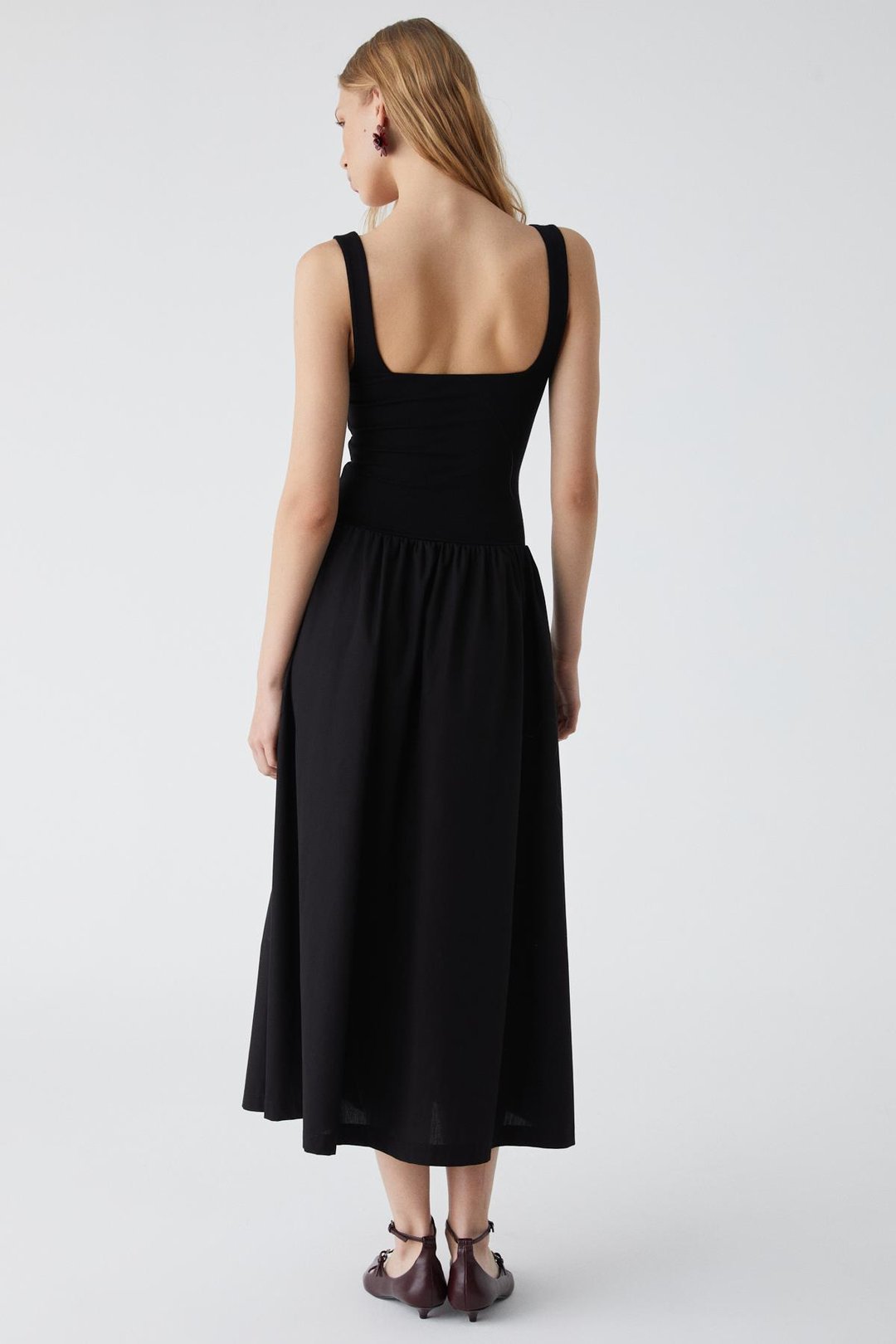 FUEGO Kadın Askılı Yaka Uzun Regular Siyah Elbise