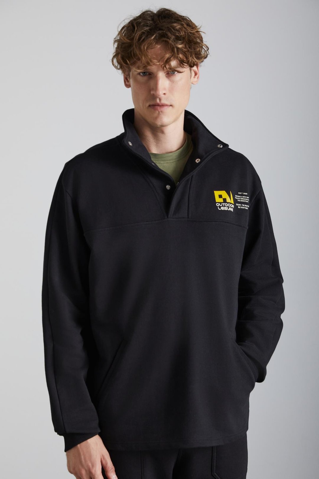 GALICIA Erkek Siyah Sweatshirt