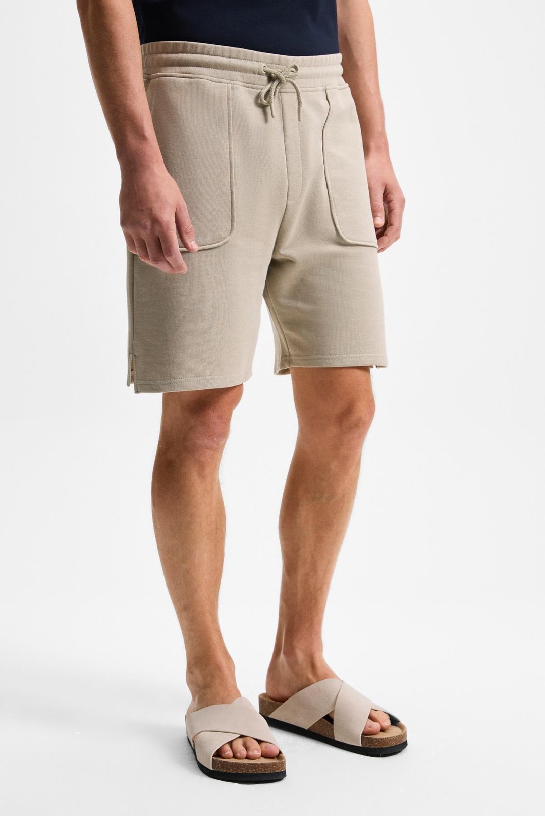 GAUCI Erkek Beli Lastikli Yan ve Arka Cepli Relaxed Taş Rengi Şort