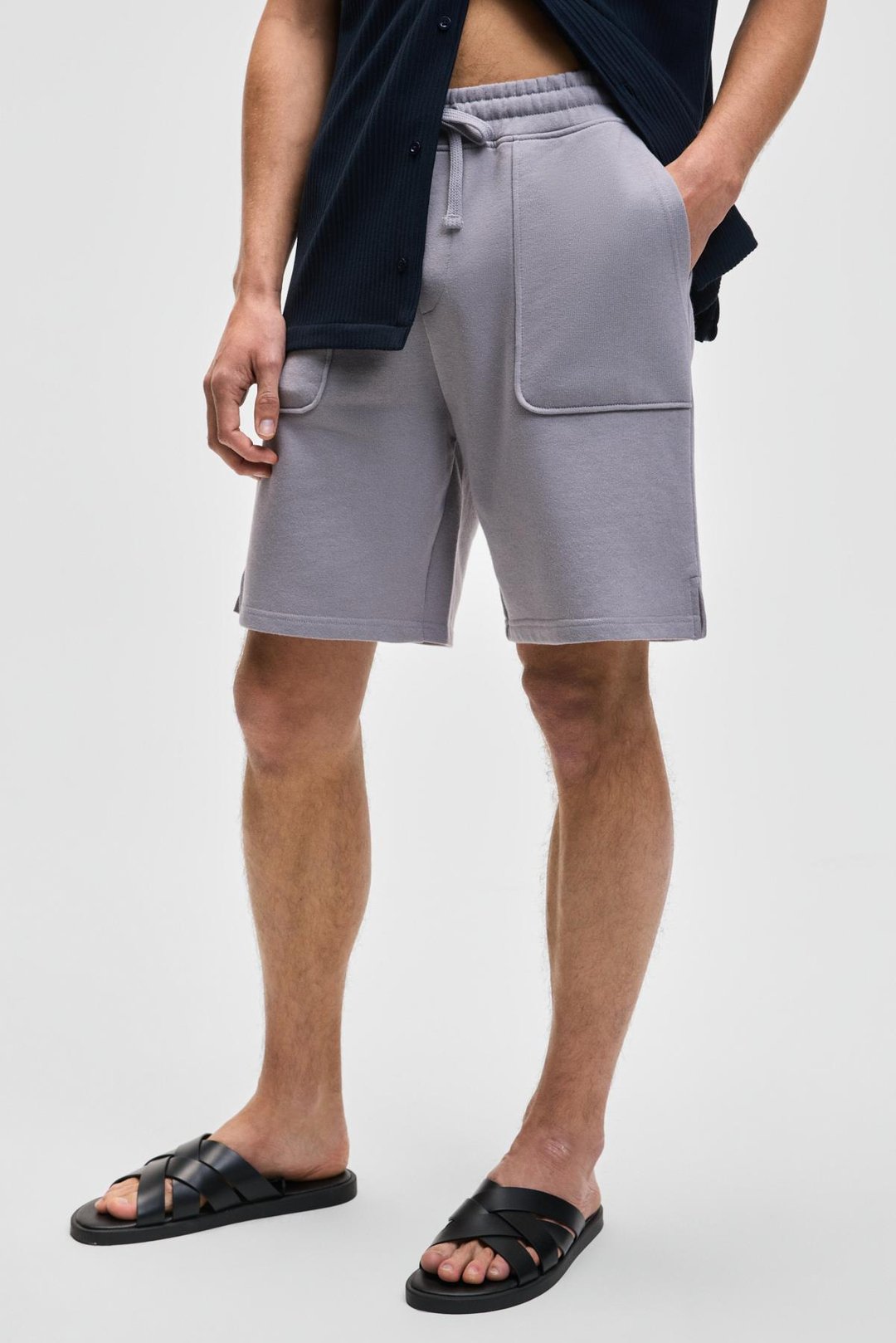 GAUCI Erkek Beli Lastikli Yan ve Arka Cepli Relaxed Lila Şort