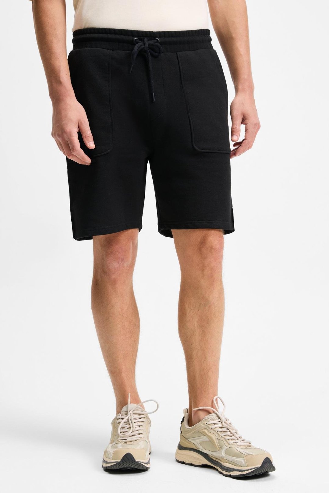 GAUCI Erkek Beli Lastikli Yan ve Arka Cepli Relaxed Siyah Şort