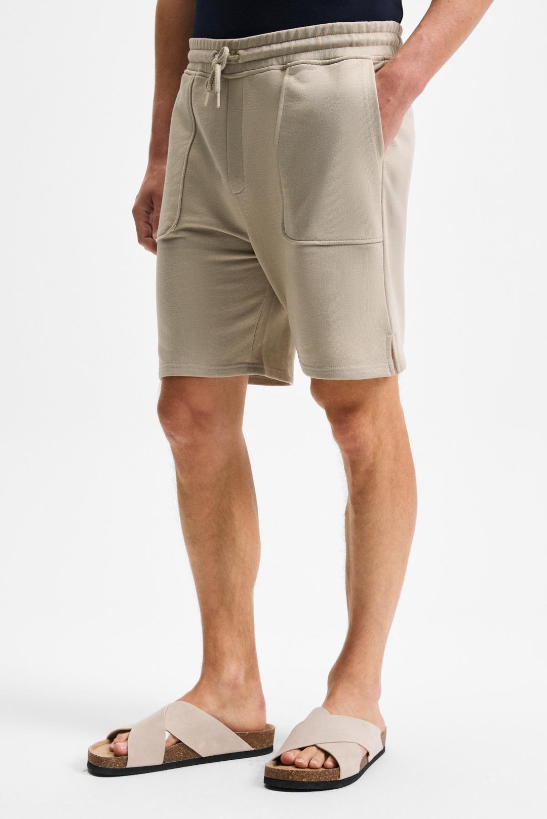 GAUCI Erkek Beli Lastikli Yan ve Arka Cepli Relaxed Taş Rengi Şort