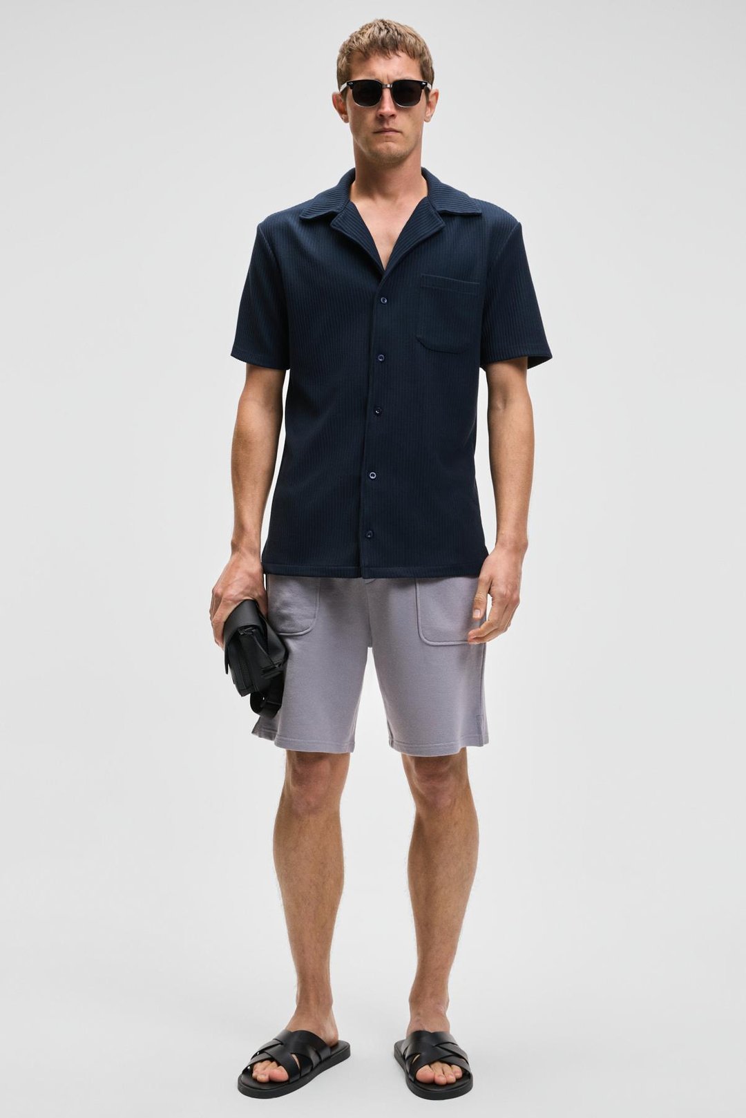 GAUCI Erkek Beli Lastikli Yan ve Arka Cepli Relaxed Lila Şort