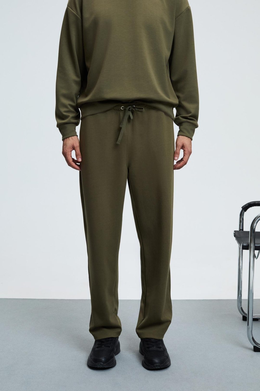 GRIFFIN Erkek Kordonlu Beli Lastikli Metal Kuş Gözü Detaylı Haki Eşofman Altı