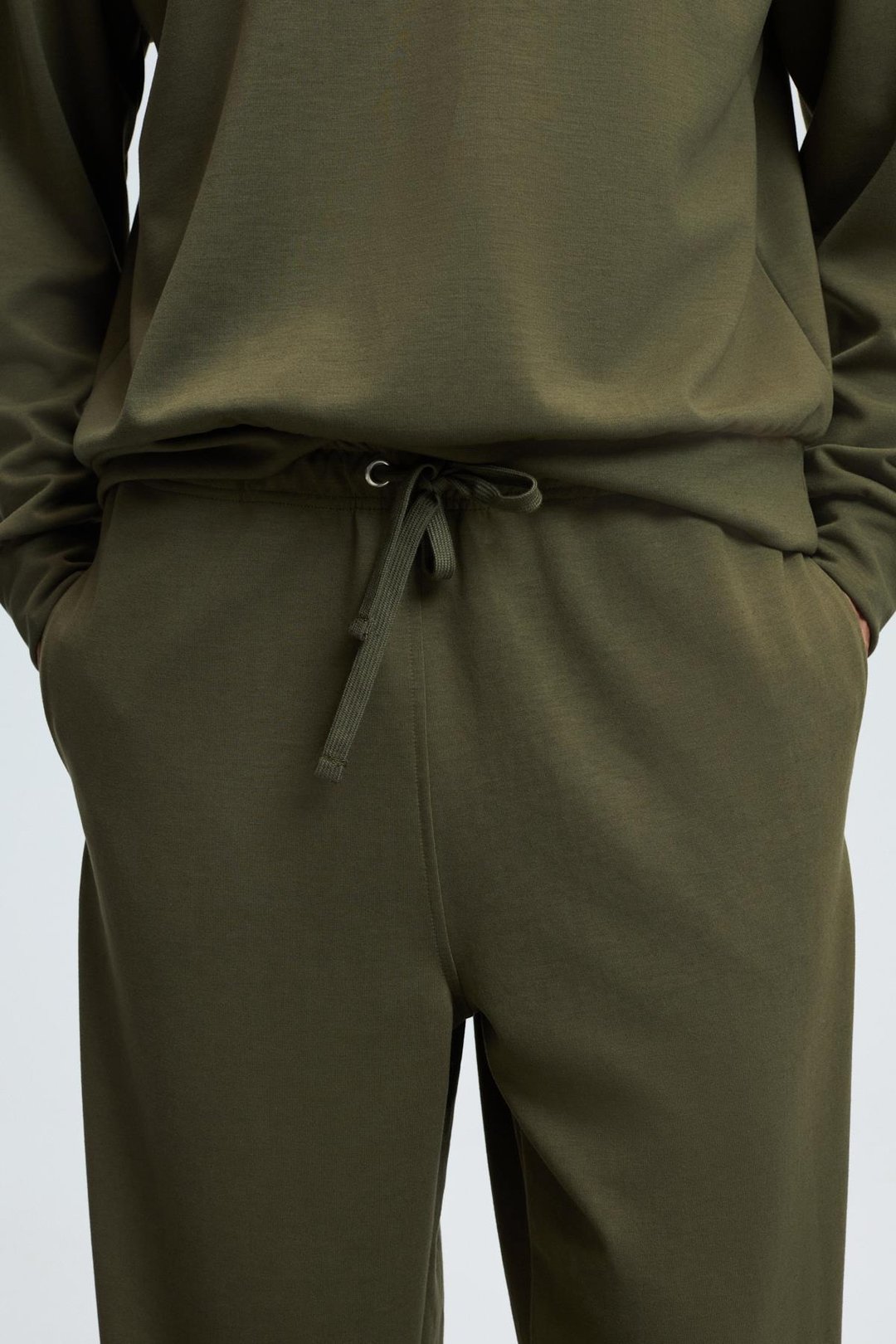 GRIFFIN Erkek Kordonlu Beli Lastikli Metal Kuş Gözü Detaylı Haki Eşofman Altı