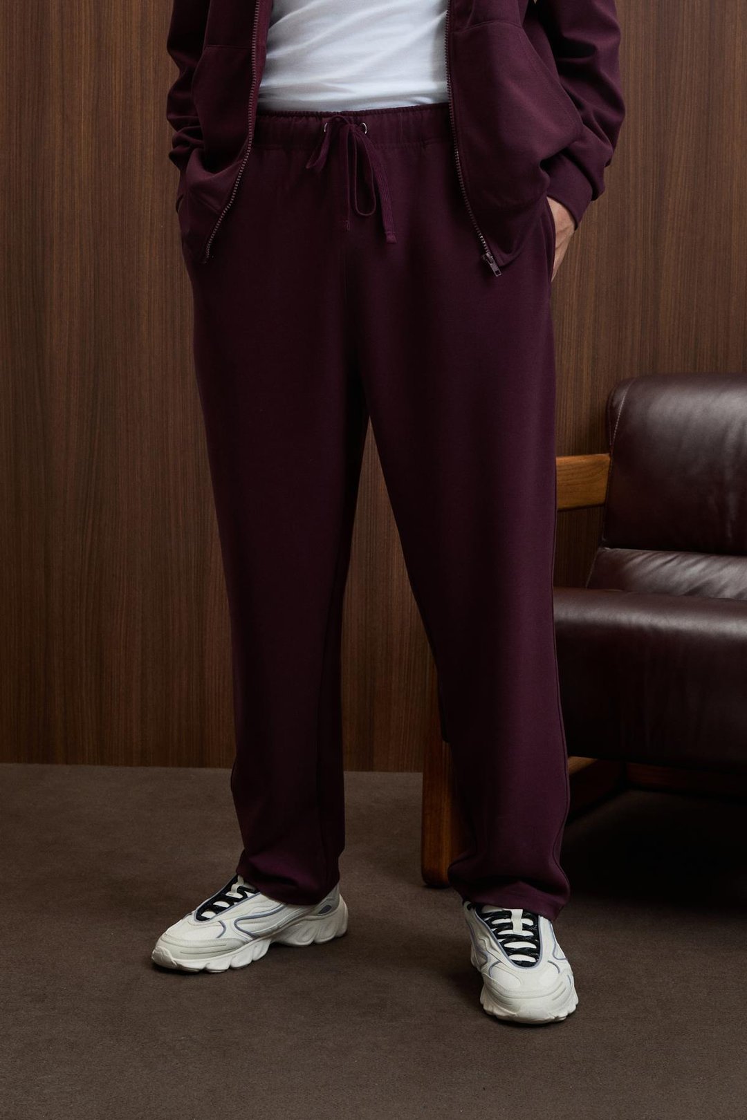 GRIFFIN Erkek Kordonlu Beli Lastikli Metal Kuş Gözü Detaylı Bordo Eşofman Altı