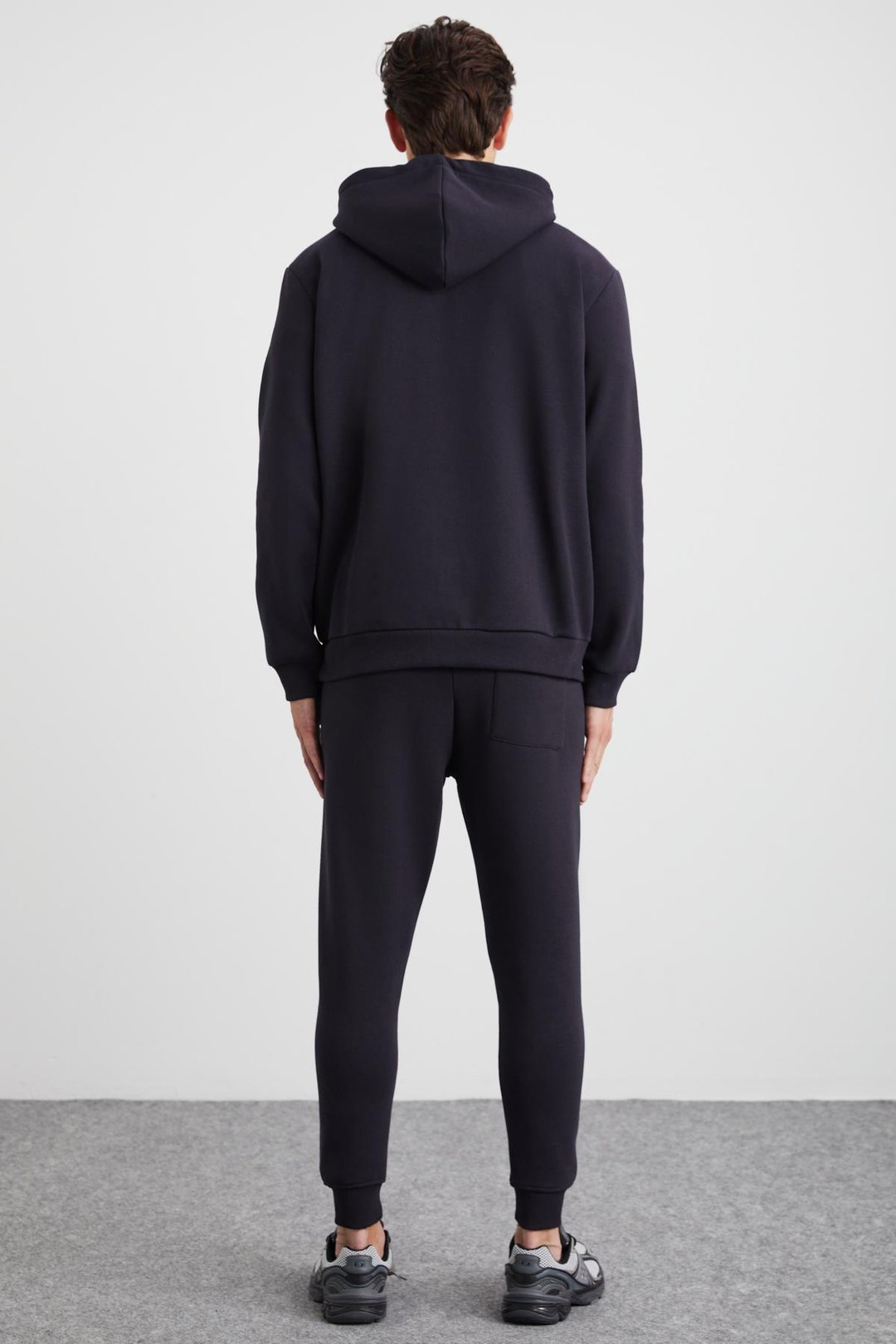 HAKONE Erkek Organik Pamuklu İçi Polarlı Paçası Ribanalı Cepli Jogger Antrasit Eşofman Altı