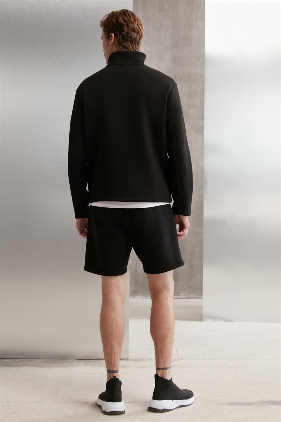 HALDEN Örme Oversize Siyah Tekli Sweatshirt