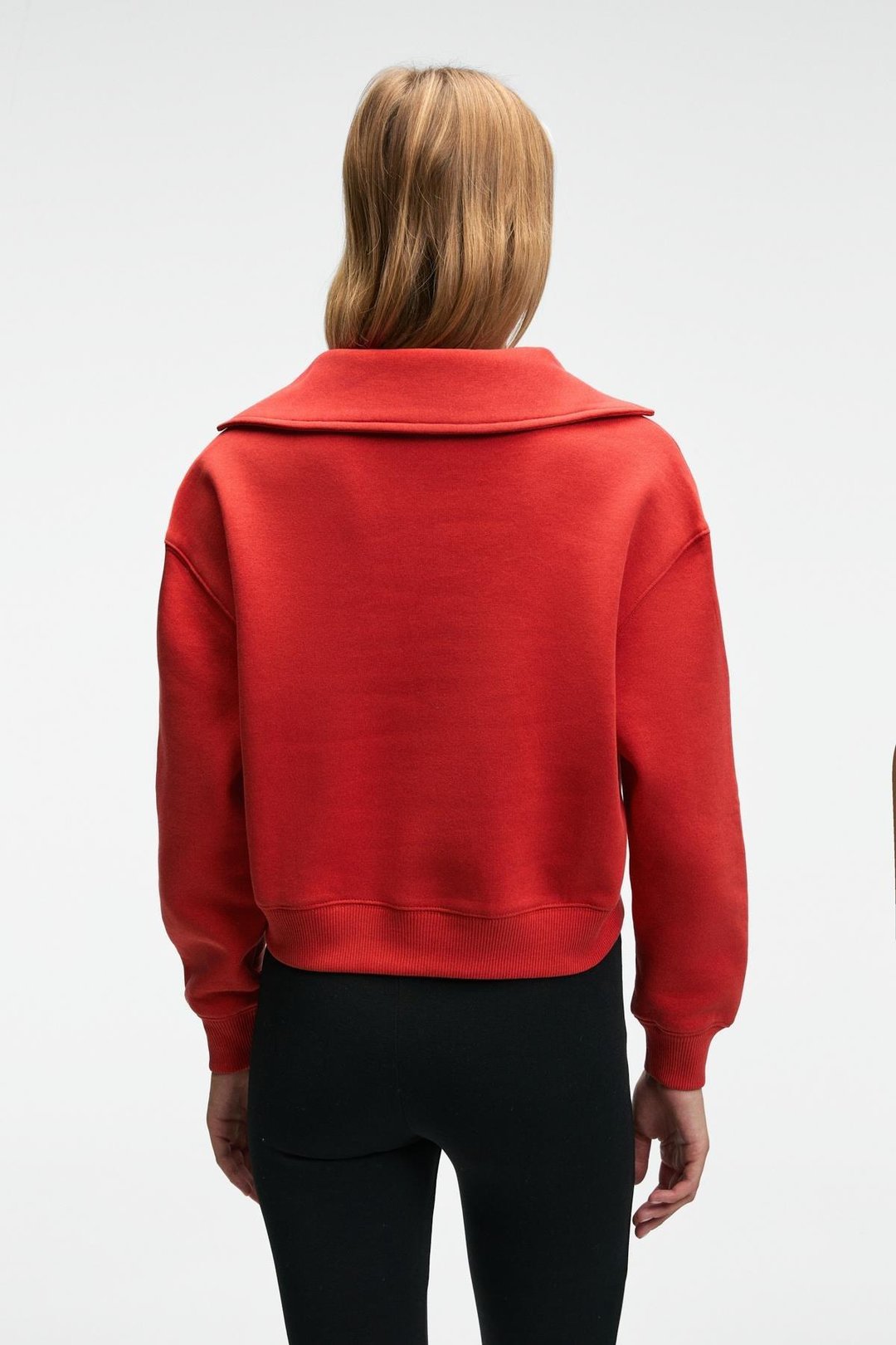 HANEL Kadın V Gömlek Yaka Nakış Detaylı Regular Fit Kırmızı Sweatshirt