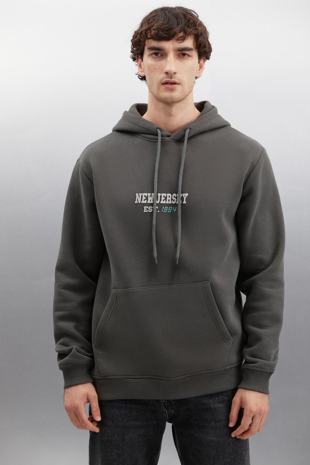HERALD  Oversize Koyu Gri Tekli Sweatshirt
