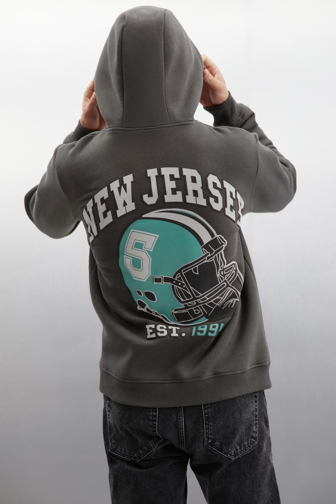 HERALD  Oversize Koyu Gri Tekli Sweatshirt