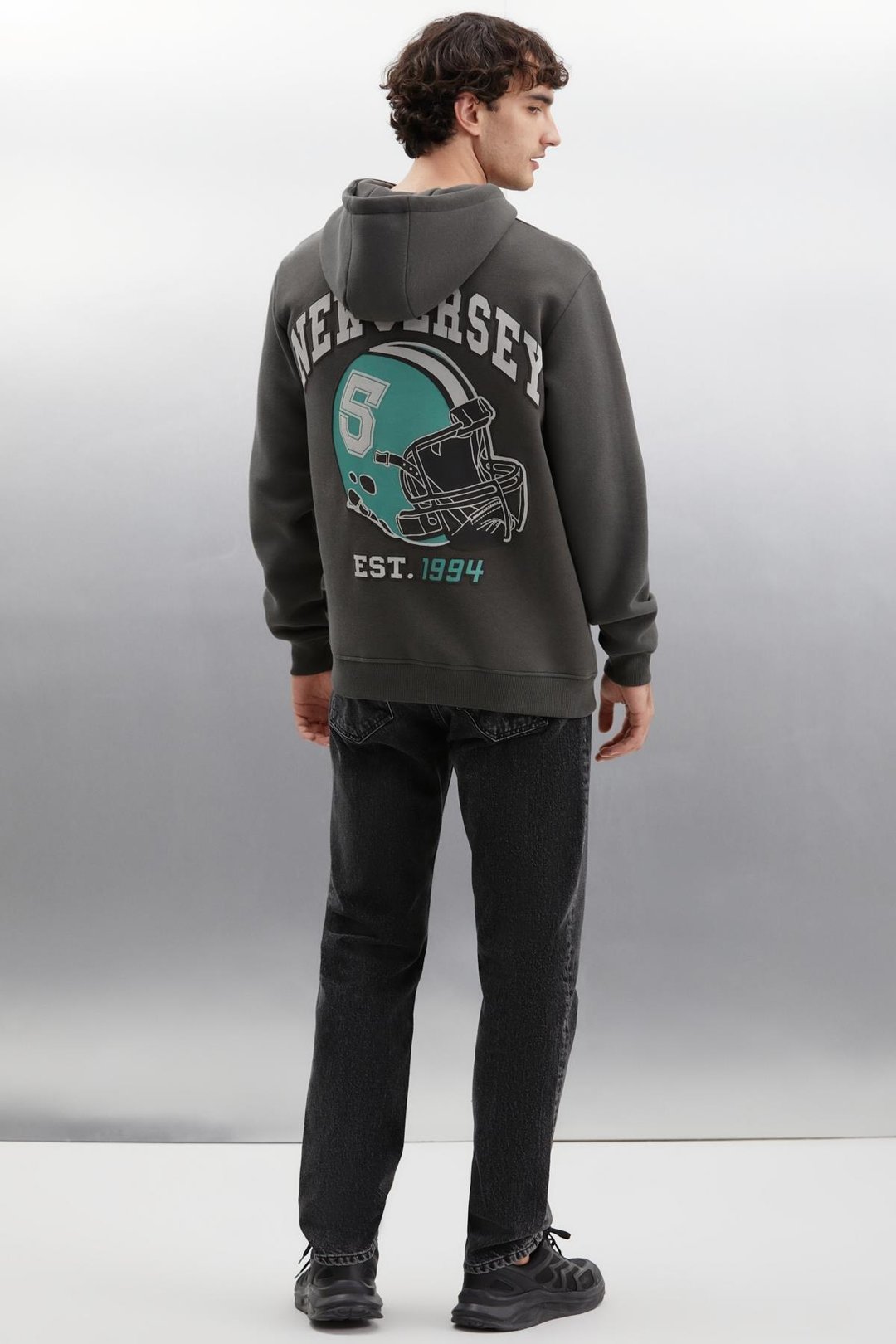 HERALD  Oversize Koyu Gri Tekli Sweatshirt