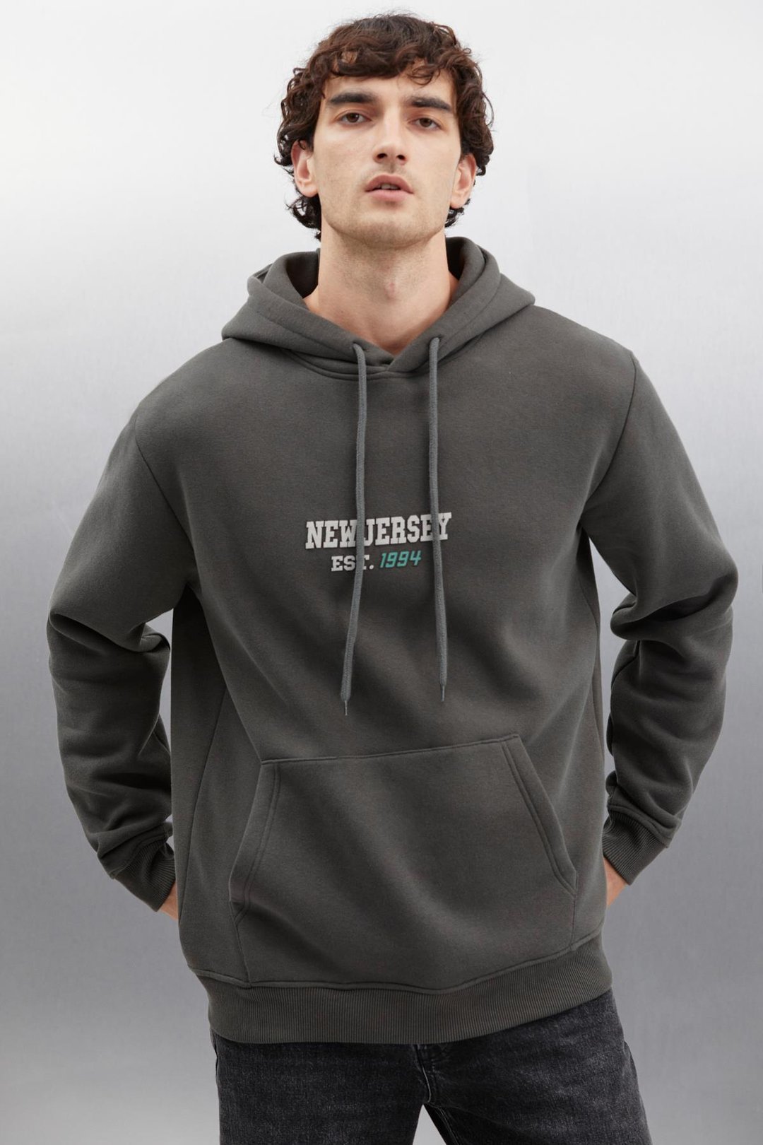 HERALD  Oversize Koyu Gri Tekli Sweatshirt