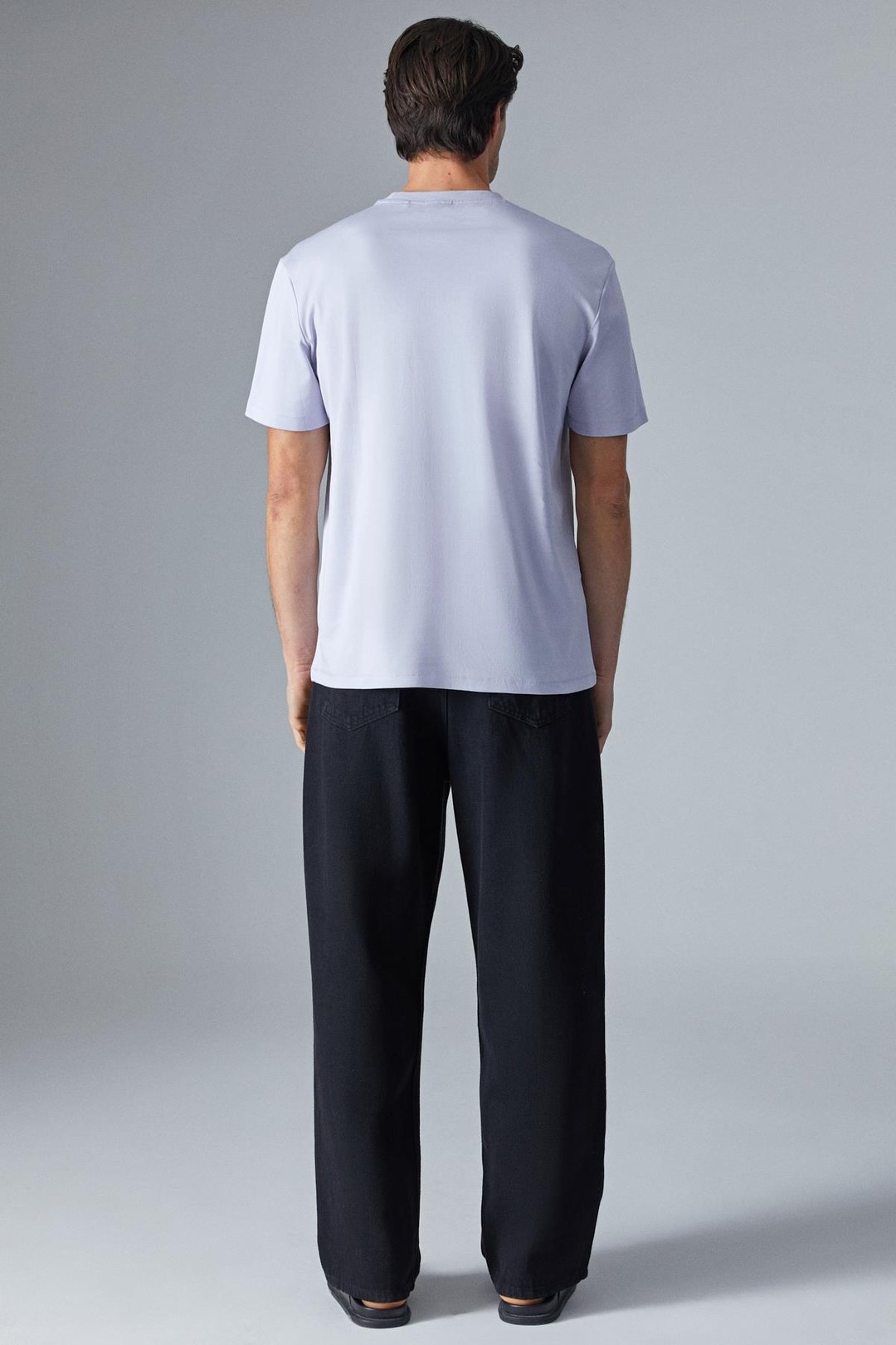 HISON Erkek Relaxed Bisiklet Yaka Kısa Kollu Lila T-Shirt