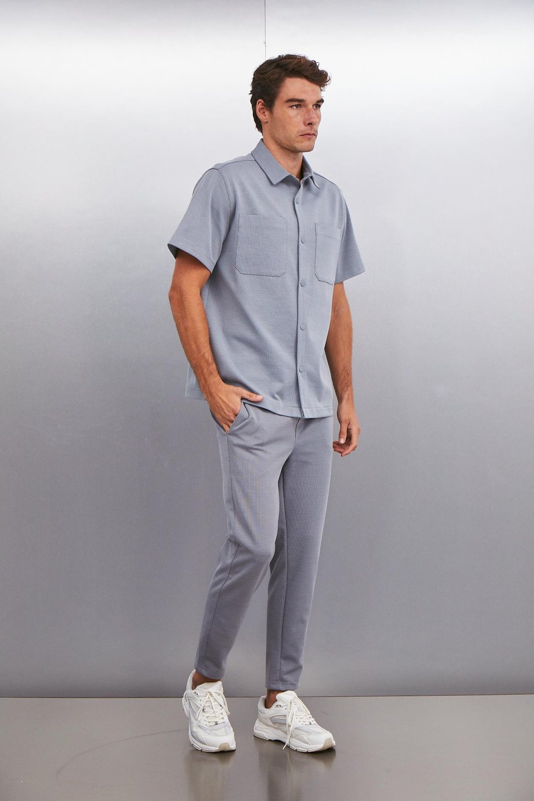 HUXLEY  Regular Gri Tekli Pantolon