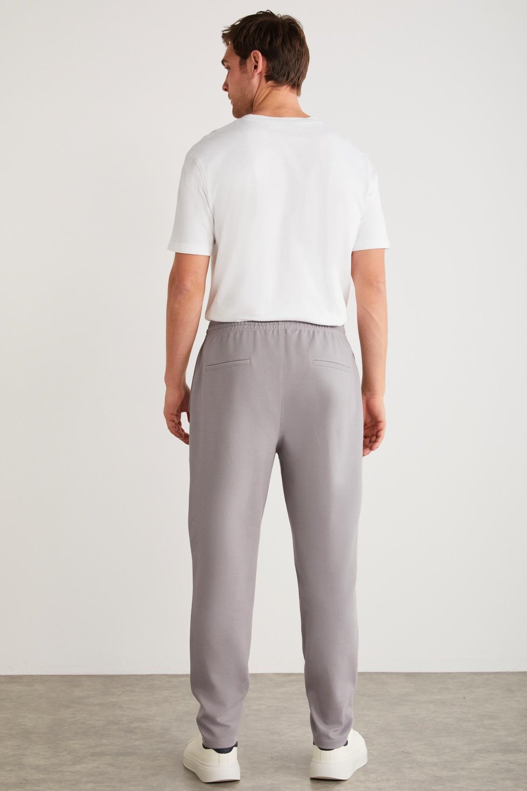 HUXLEY  Regular Gri Tekli Pantolon