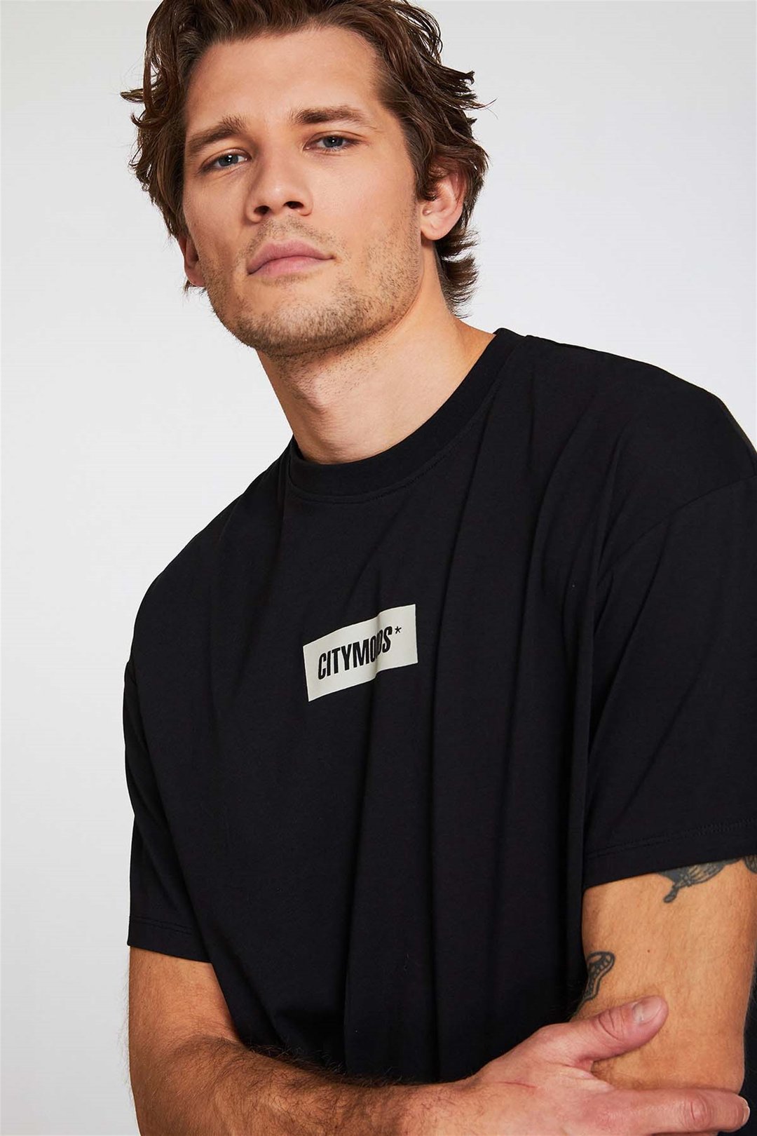 INVENTION Örme Oversize Siyah  T-Shirt