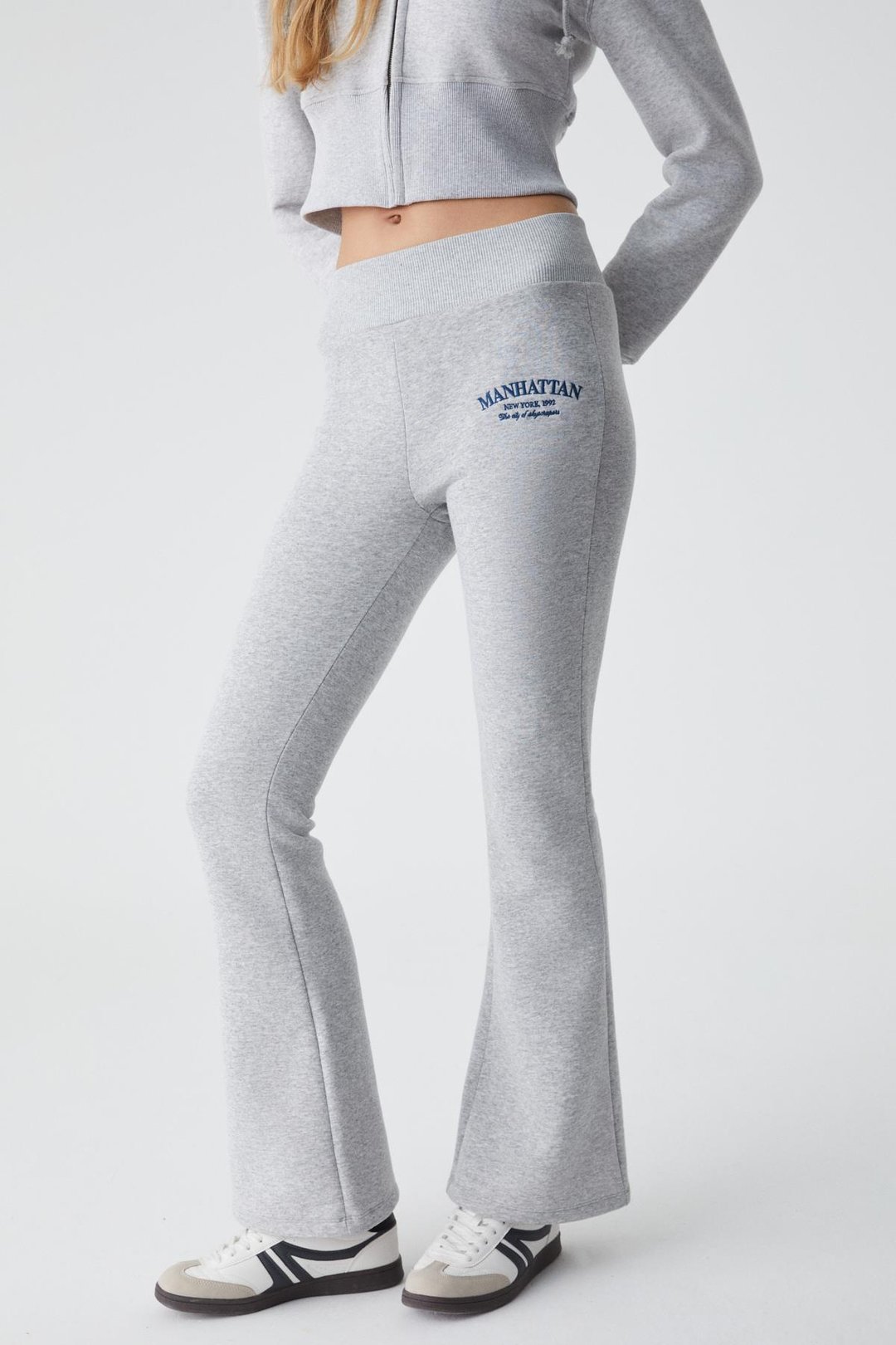 IRESSEN Kadın Nakış Desenli Regular Fit Grimelanj Eşofman Altı