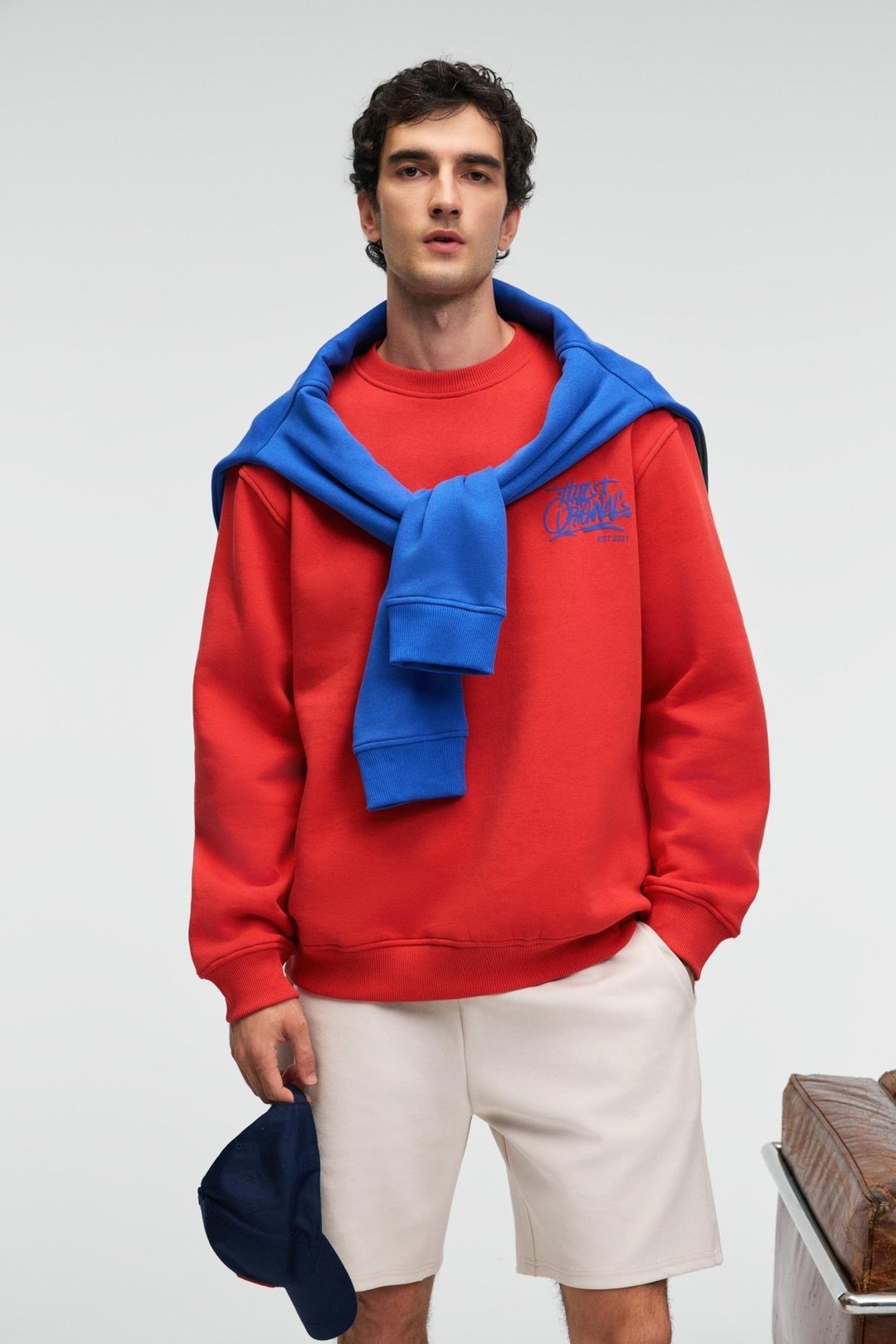 IRVING Erkek Yuvarlak Yaka Göğsü Ve Önü Regular Fit Kiremit Rengi Sweatshirt