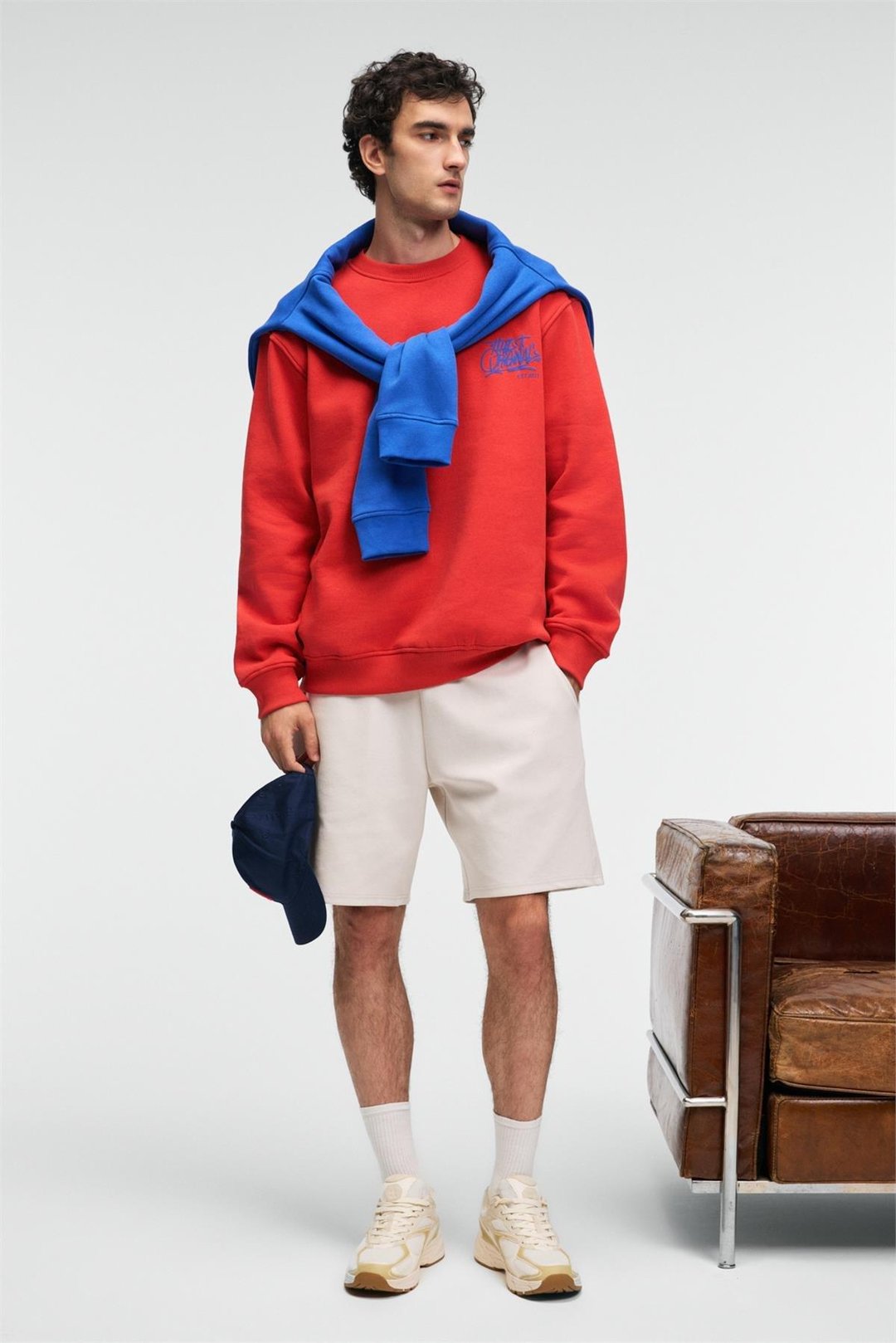 IRVING Erkek Yuvarlak Yaka Göğsü Ve Önü Regular Fit Kiremit Rengi Sweatshirt