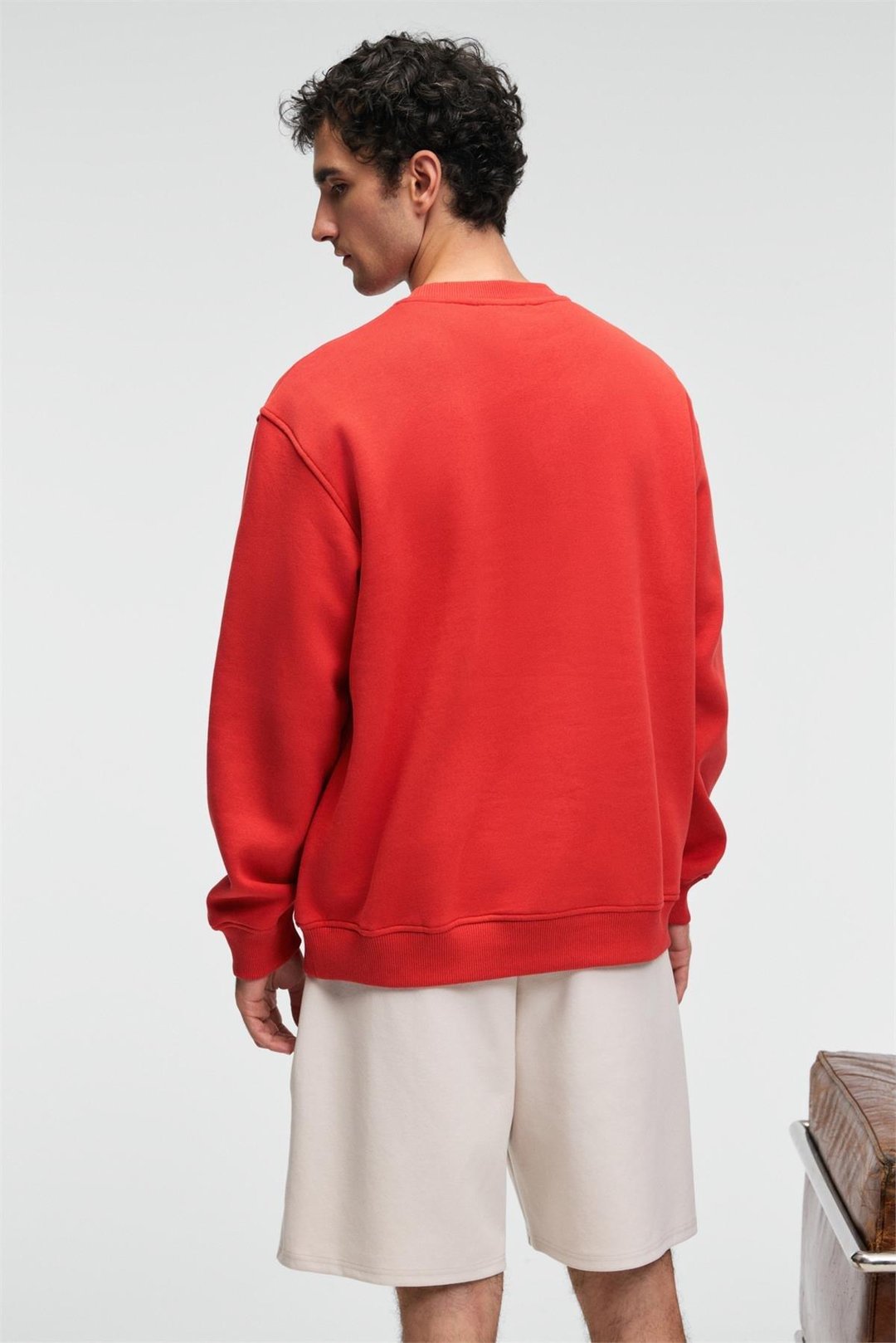 IRVING Erkek Yuvarlak Yaka Göğsü Ve Önü Regular Fit Kiremit Rengi Sweatshirt