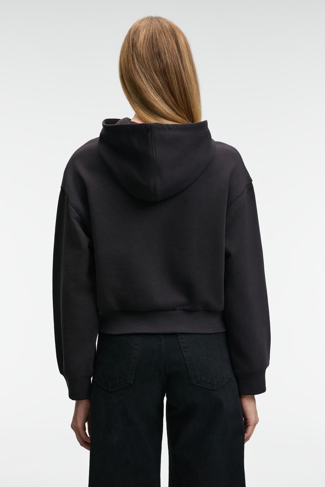 ISADORA Kadın Kapüşonlu Nakış Detaylı Regular Fit Crop Antrasit Sweatshirt