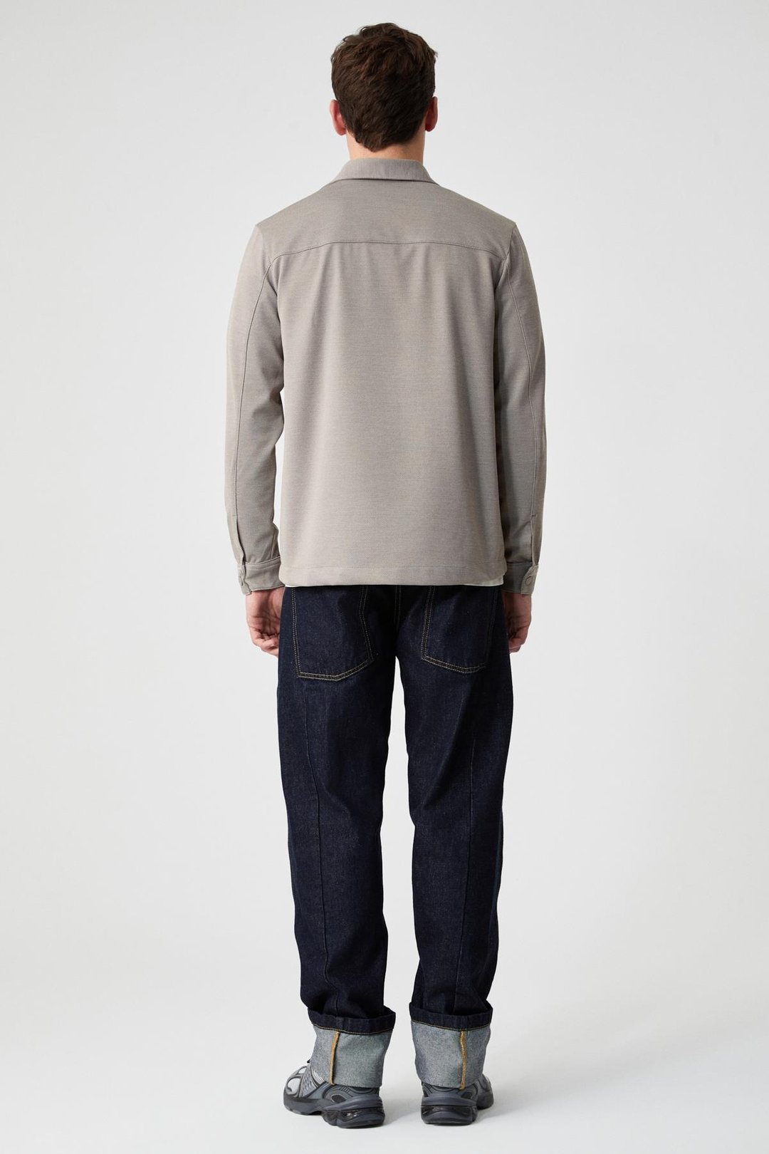 JAKARI Erkek Regular Fit Standart Kesim Klasik Yaka Desenli Çıtçıtlı Vizon Gömlek