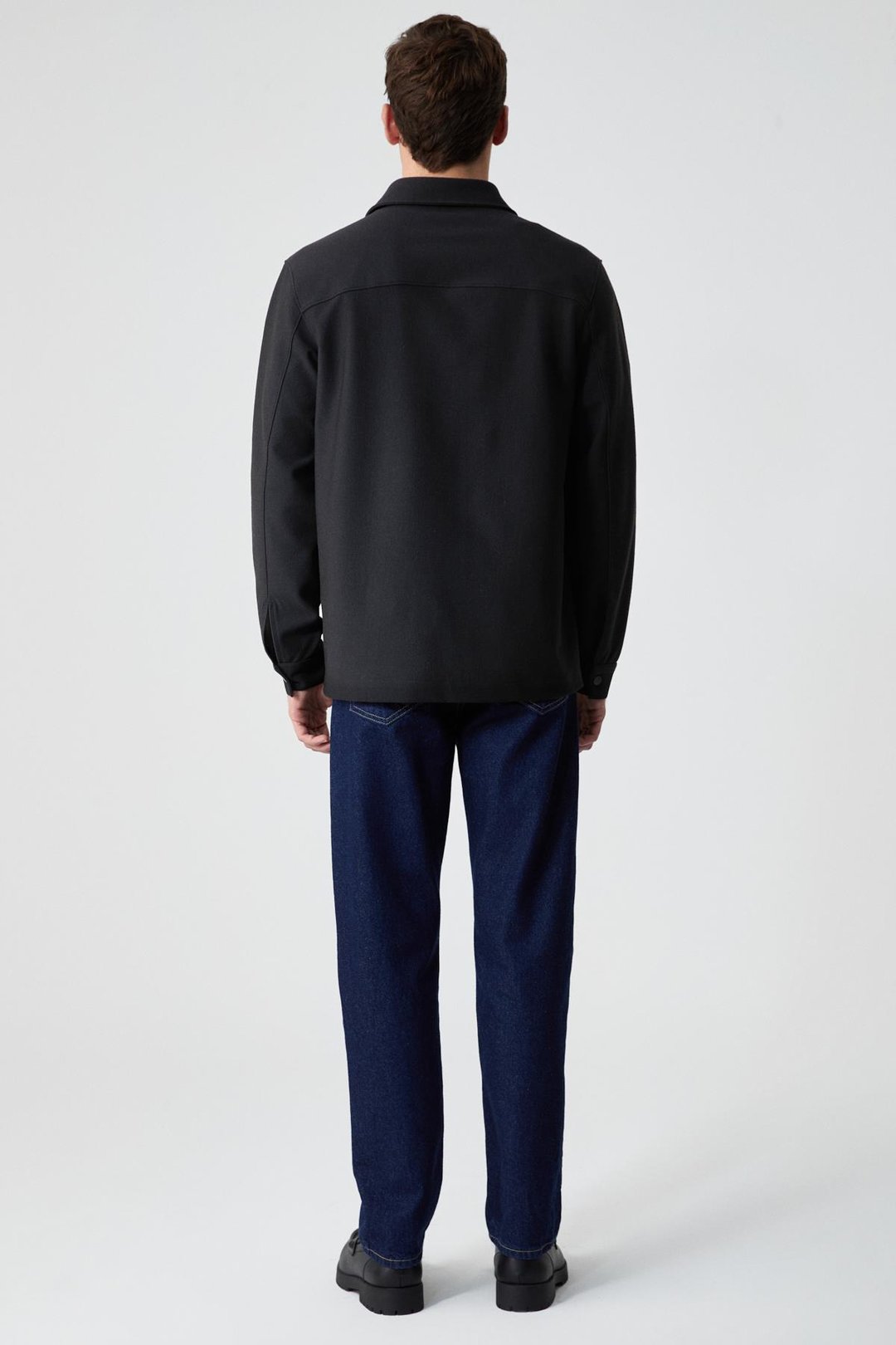 JAKARI Erkek Regular Fit Standart Kesim Klasik Yaka Desenli Çıtçıtlı Siyah Gömlek