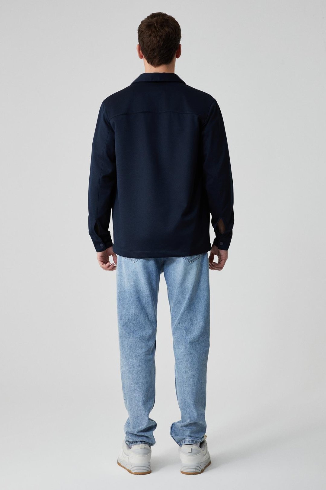 JAKARI Erkek Regular Fit Standart Kesim Klasik Yaka Desenli Çıtçıtlı Lacivert Gömlek