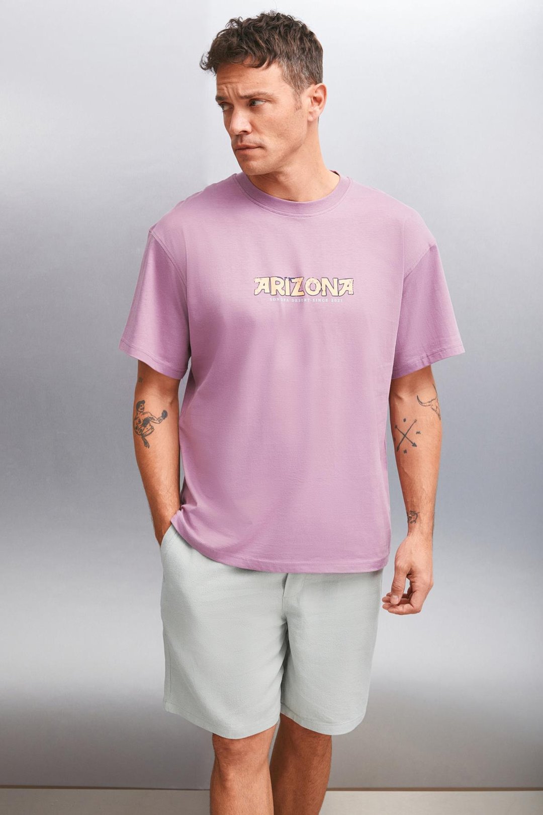 JAKE  Oversize Mürdüm Tekli T-Shirt