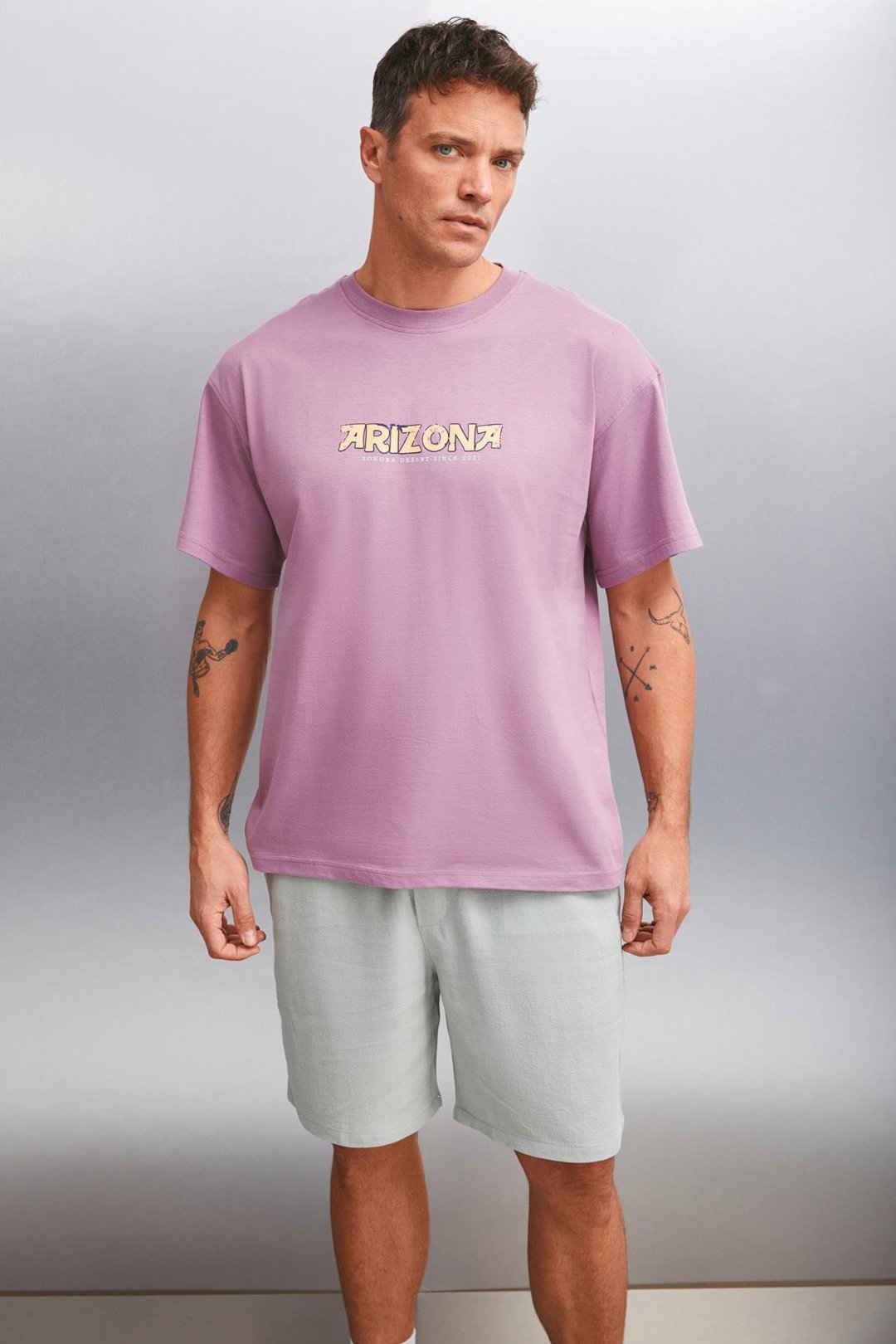 JAKE  Oversize Mürdüm Tekli T-Shirt