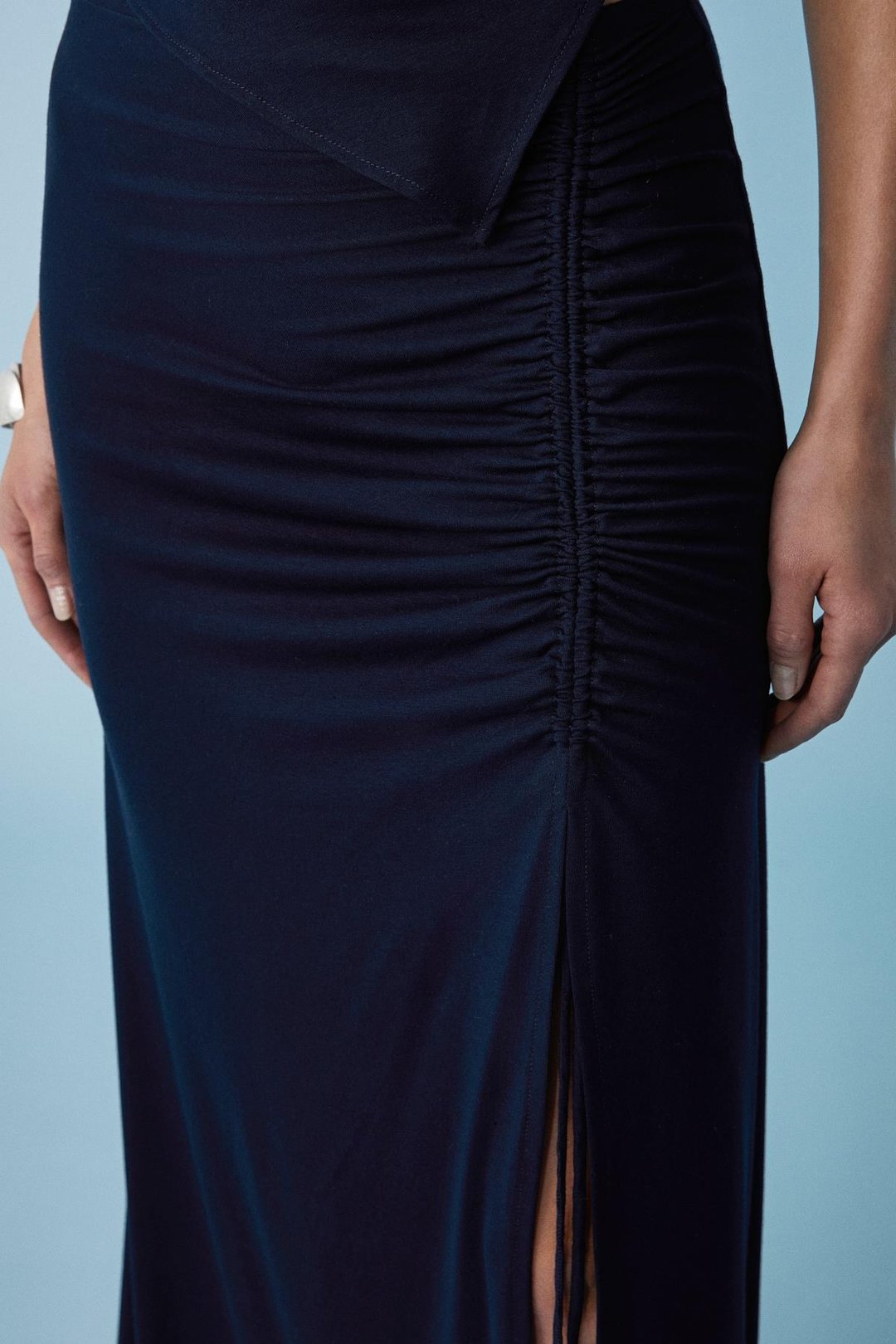 JALGRU Kadın Regular Yırtmaçlı Lacivert Etek