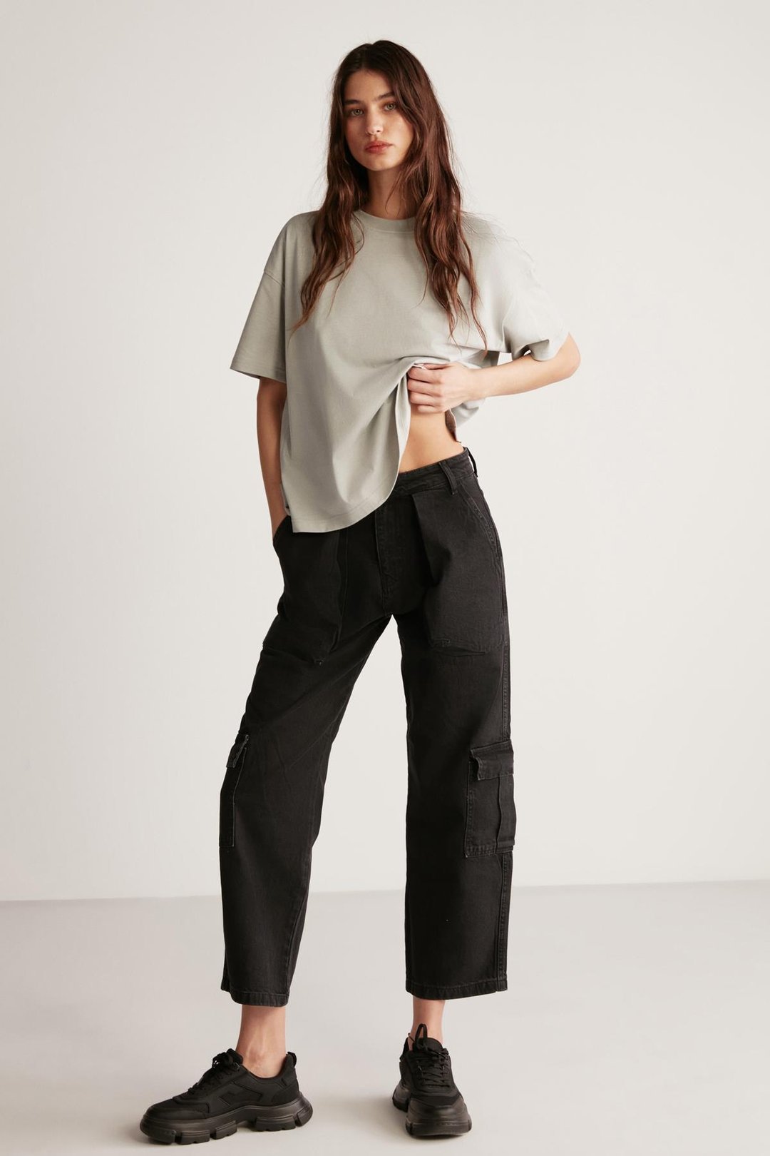 JEMMY Basic Relaxed Açık Gri Tekli T-Shirt