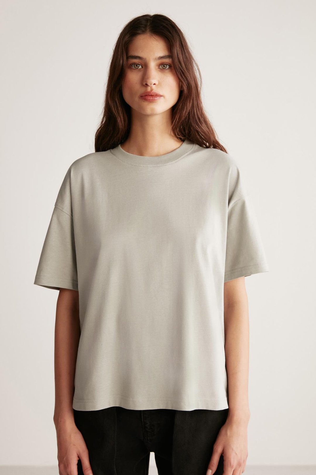 JEMMY Basic Relaxed Açık Gri Tekli T-Shirt