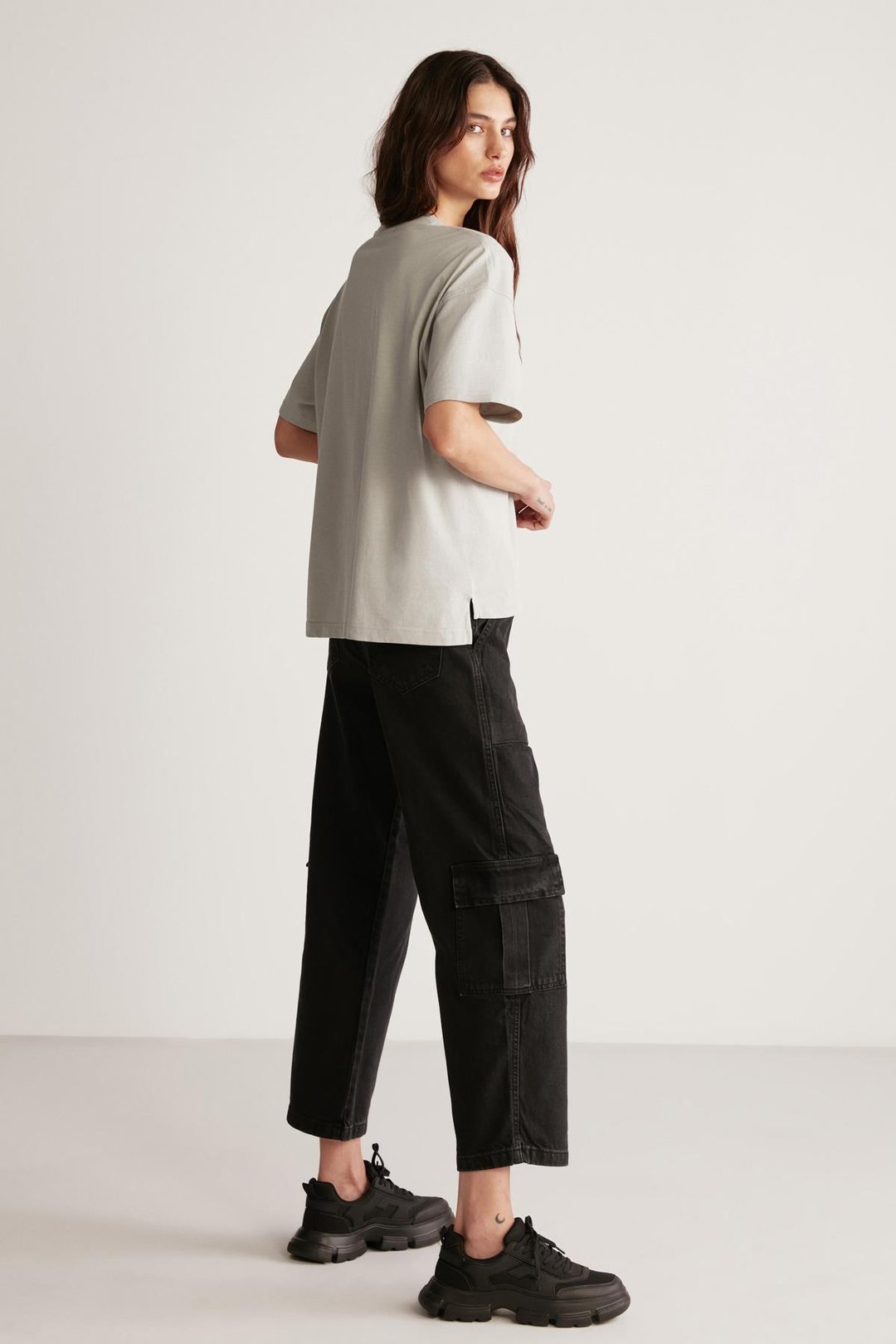 JEMMY Basic Relaxed Açık Gri Tekli T-Shirt