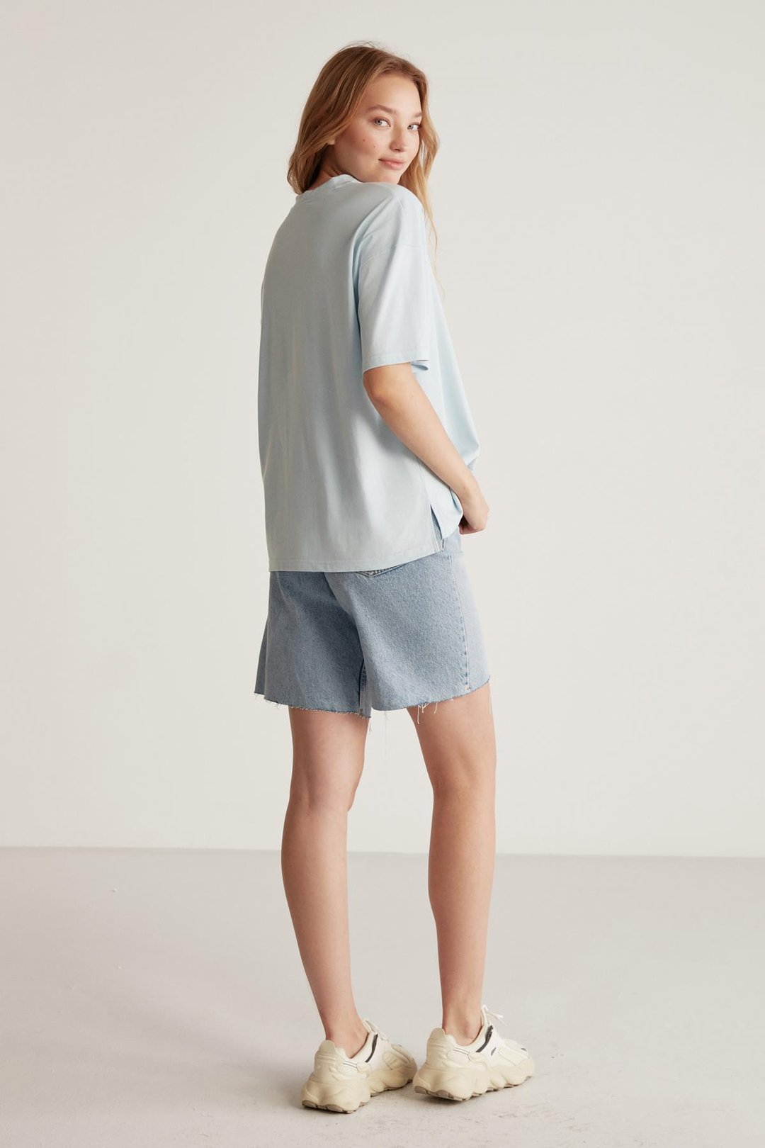 JEMMY Basic Relaxed Açık Mavi Tekli T-Shirt