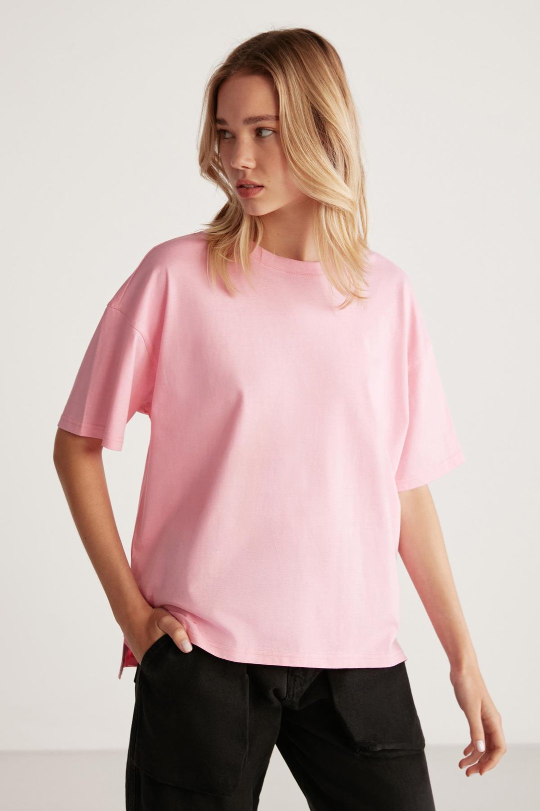 JEMMY Basic Relaxed Açık Pembe Tekli T-Shirt