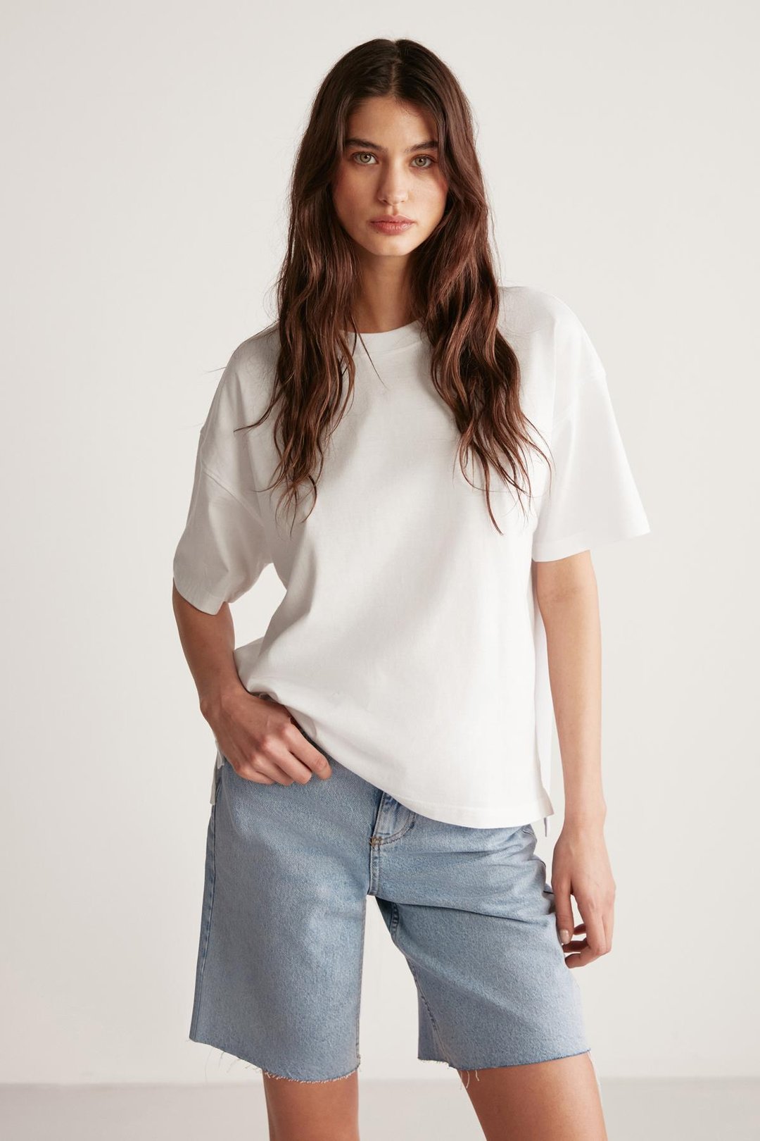 JEMMY Basic Relaxed Beyaz Tekli T-Shirt
