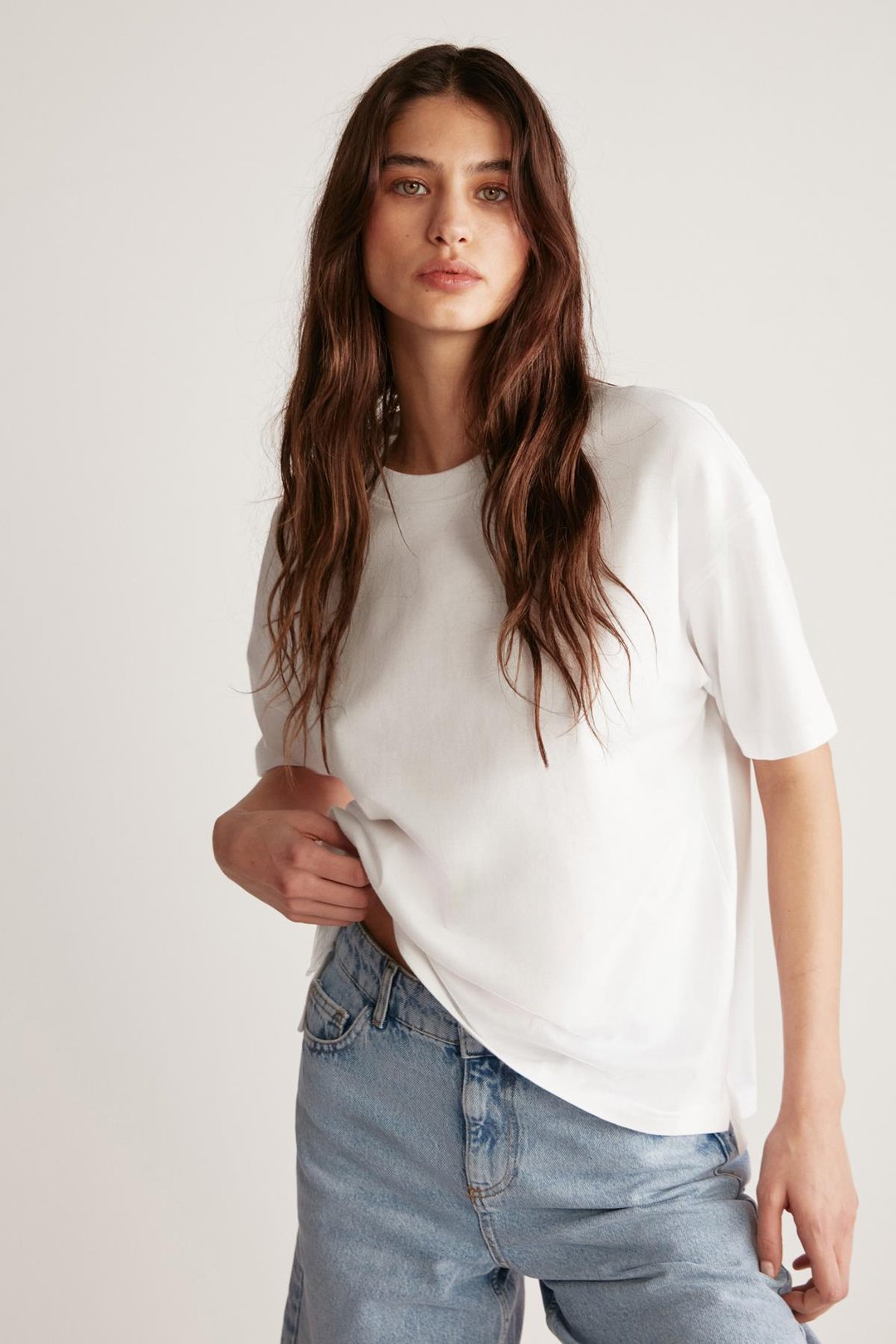 JEMMY Basic Relaxed Beyaz Tekli T-Shirt