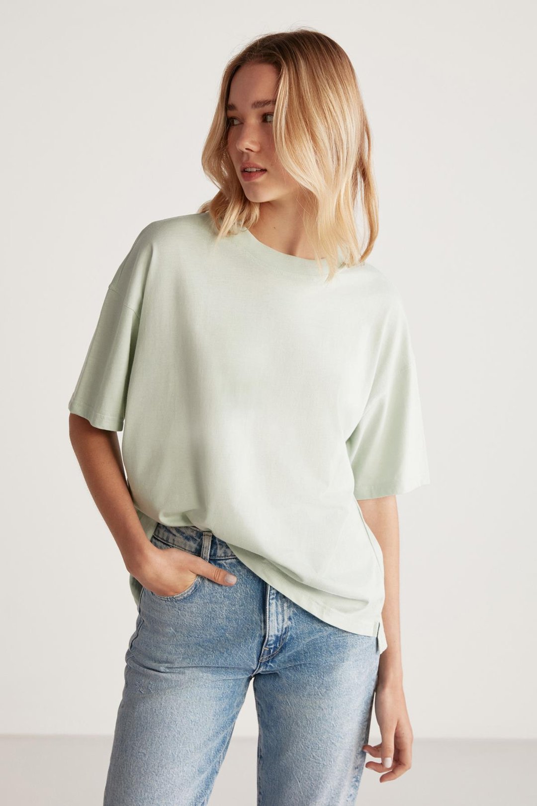 JEMMY Basic Relaxed Mint Yeşil Tekli T-Shirt