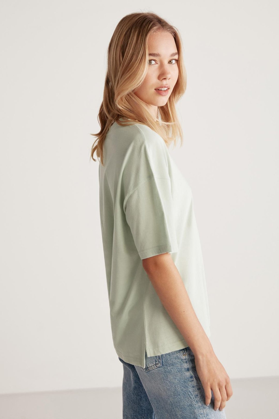 JEMMY Basic Relaxed Mint Yeşil Tekli T-Shirt