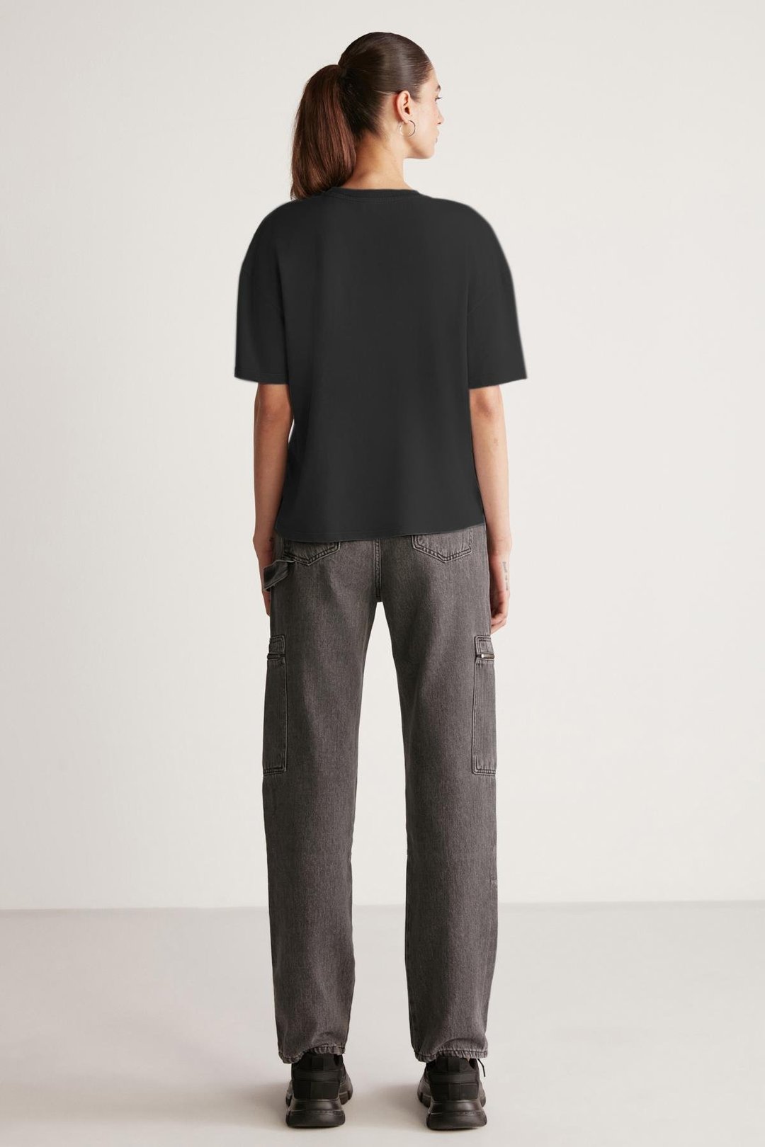 JEMMY Basic Relaxed Siyah Tekli T-Shirt