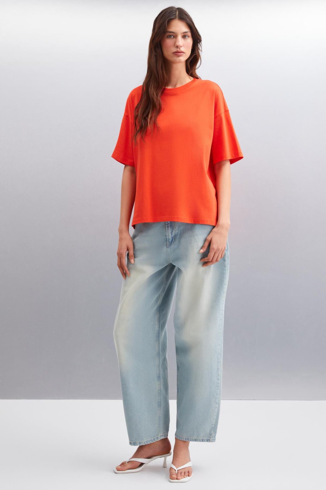 JEMMY Kadın Basic Süprem Dokuma Relaxed %100 Organik Pamuk Kırmızı T-Shirt