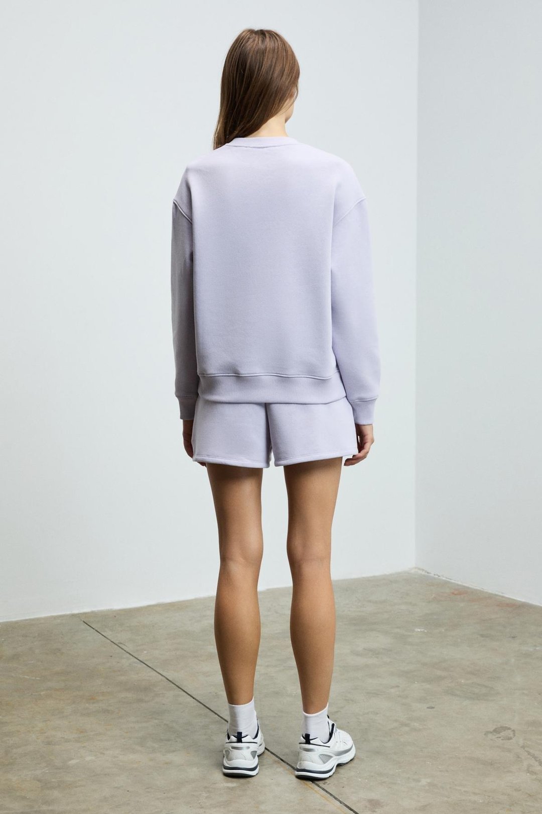 Jennıfer Kadın Organik Pamuklu Nakışlı Yuvarlak Yakalı Oversize Lila Sweatshirt