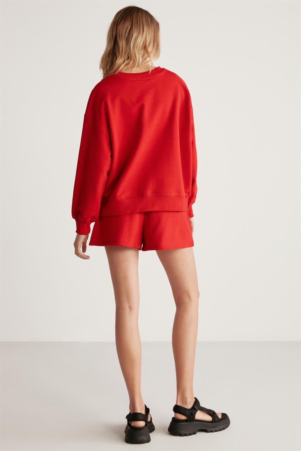 JENNIFER Örme Comfort Kırmızı Tekli Sweatshirt