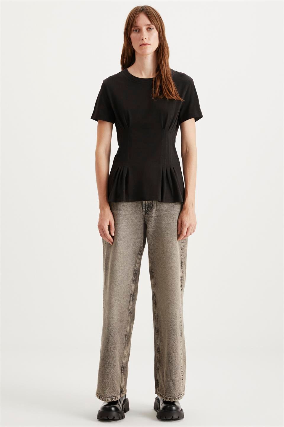 JESSİA Korse Detaylı Regular Siyah  T-Shirt