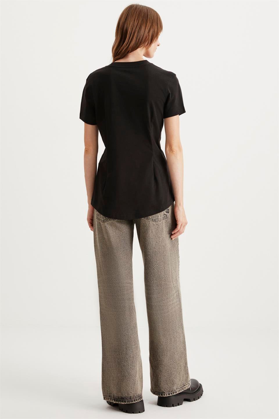 JESSİA Korse Detaylı Regular Siyah  T-Shirt