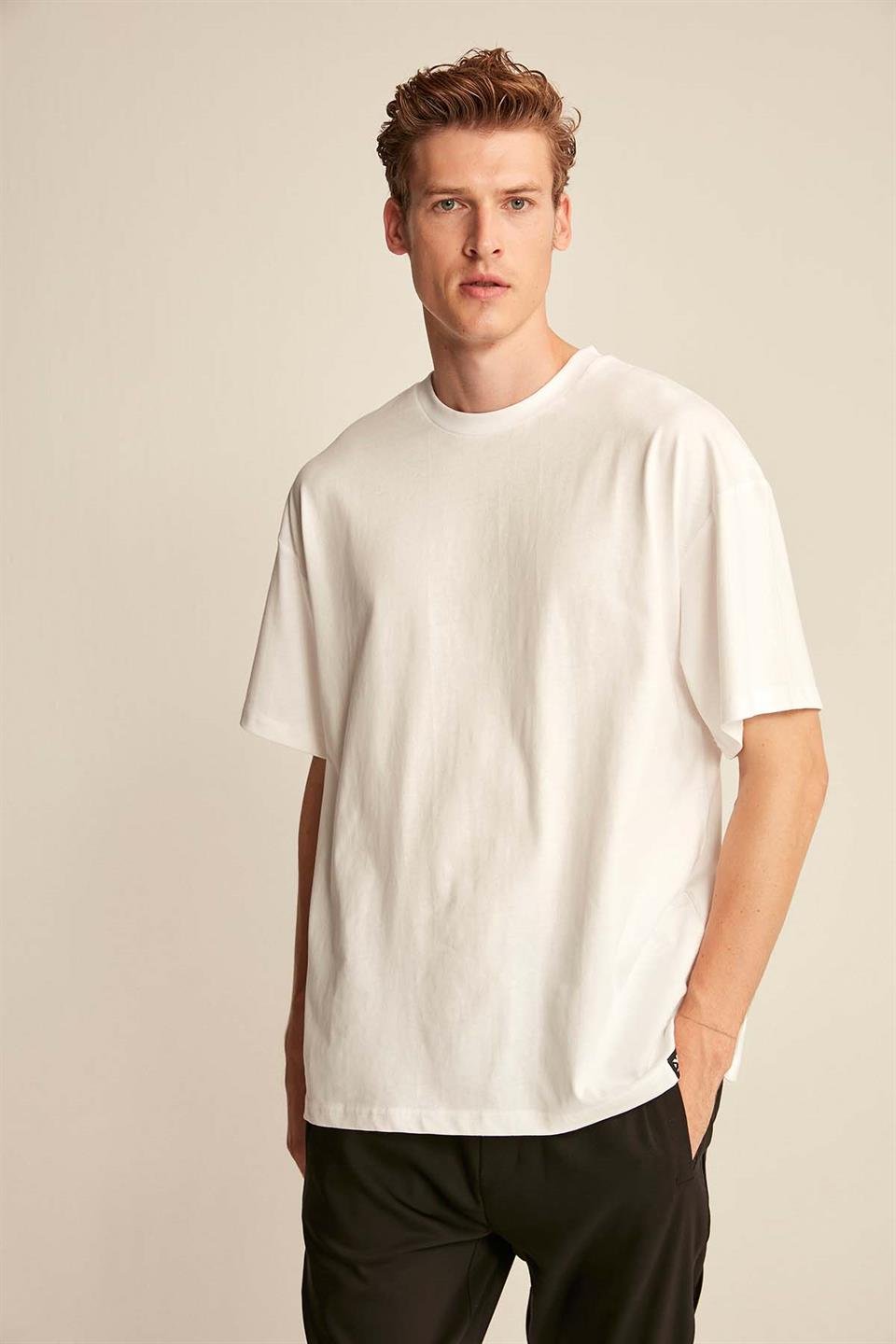 JETT Örme Oversize Beyaz  T-Shirt